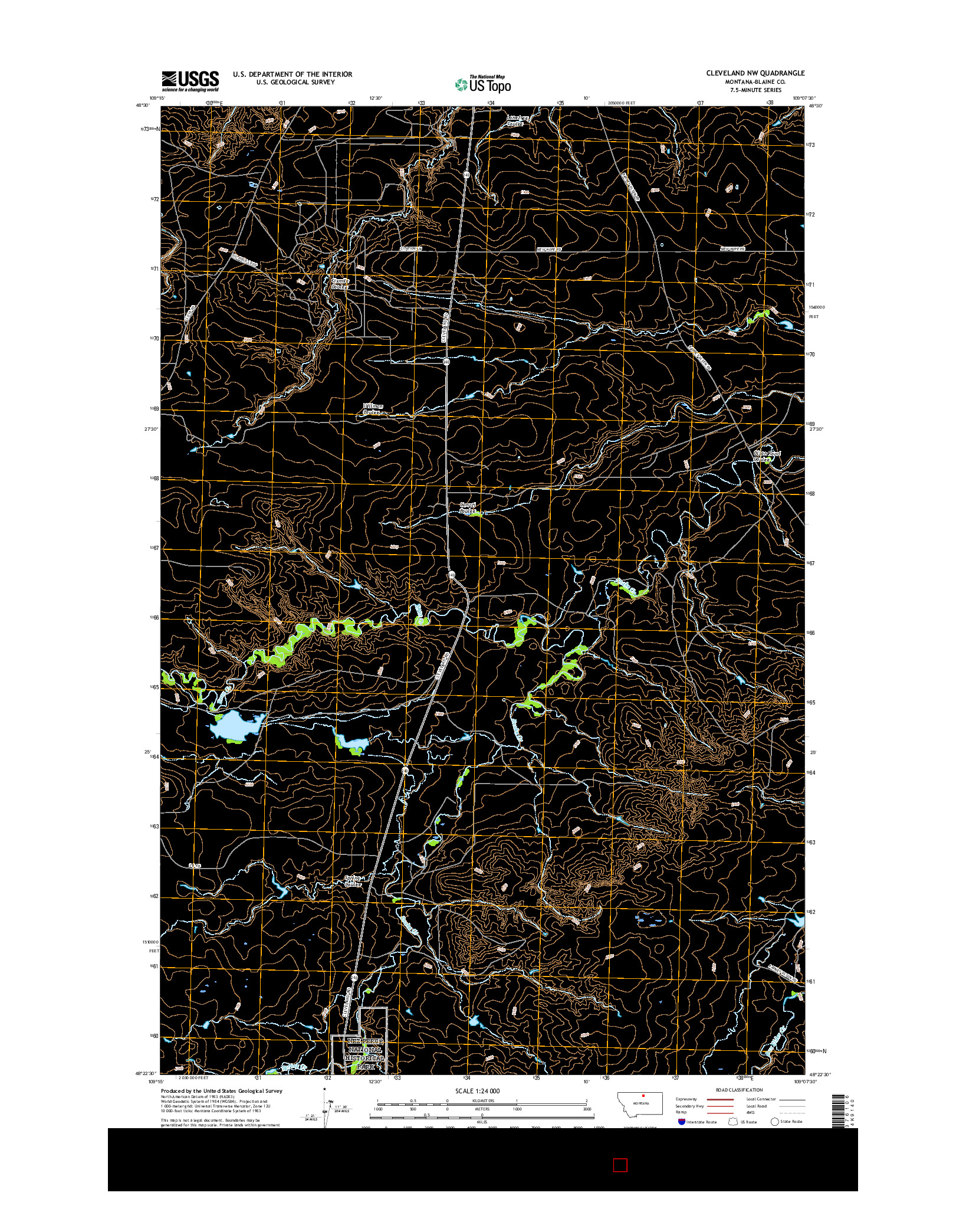 USGS US TOPO 7.5-MINUTE MAP FOR CLEVELAND NW, MT 2017