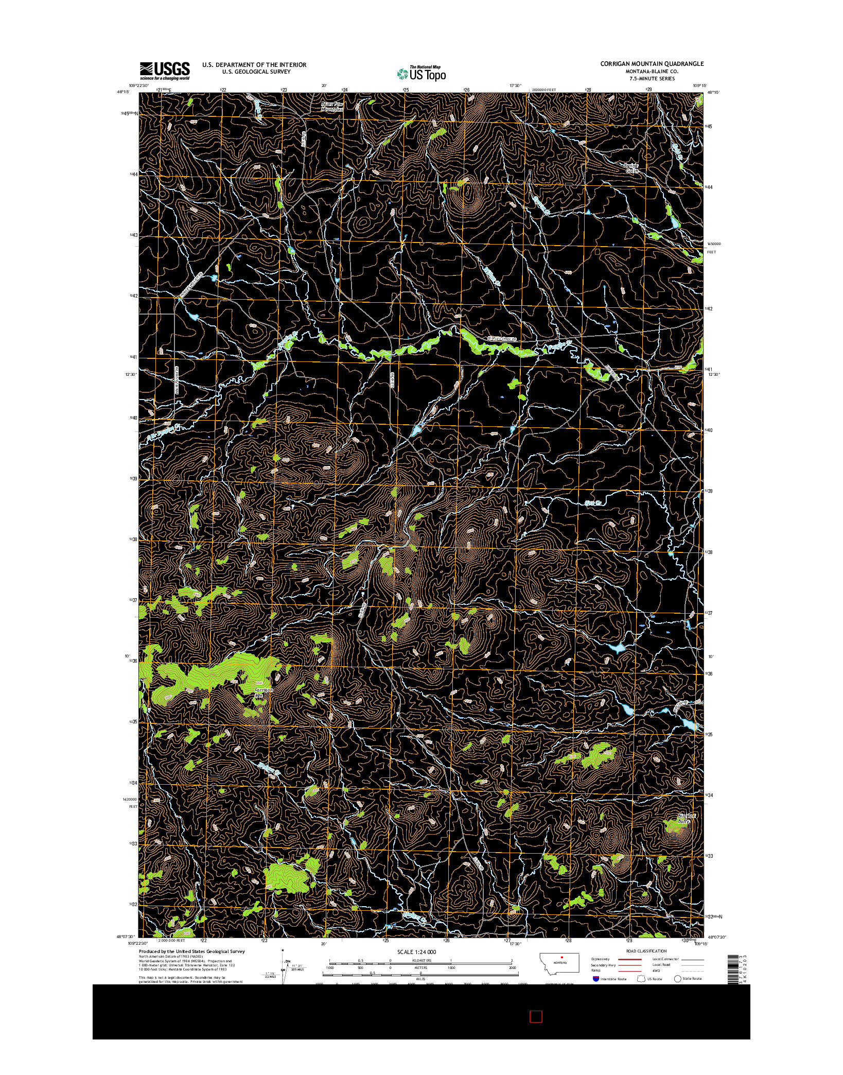 USGS US TOPO 7.5-MINUTE MAP FOR CORRIGAN MOUNTAIN, MT 2017