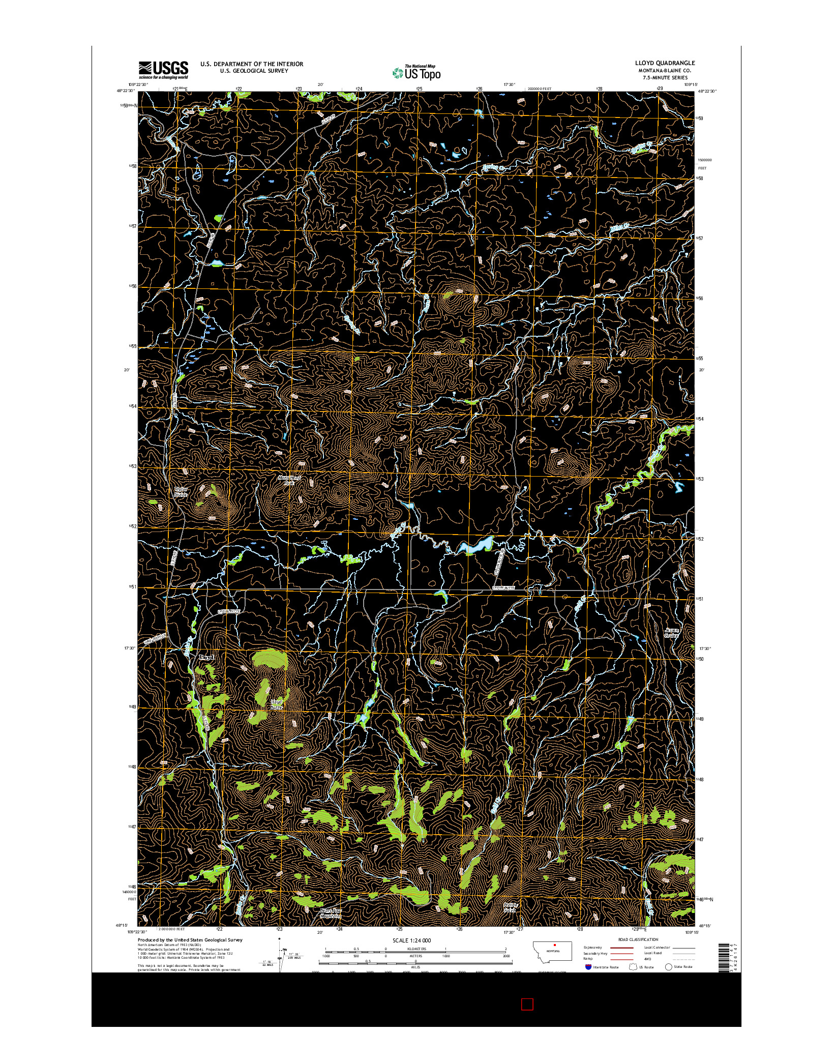 USGS US TOPO 7.5-MINUTE MAP FOR LLOYD, MT 2017