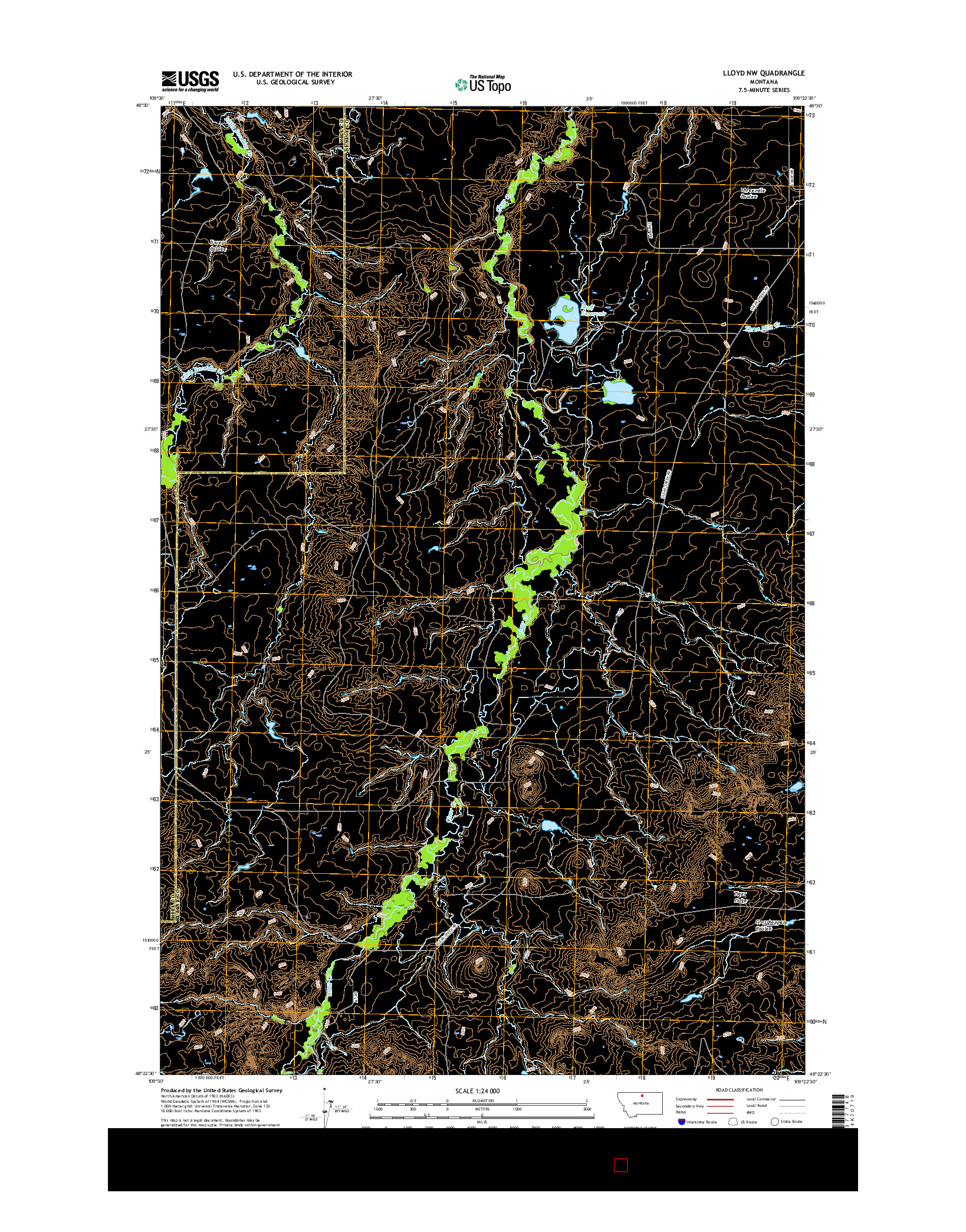 USGS US TOPO 7.5-MINUTE MAP FOR LLOYD NW, MT 2017