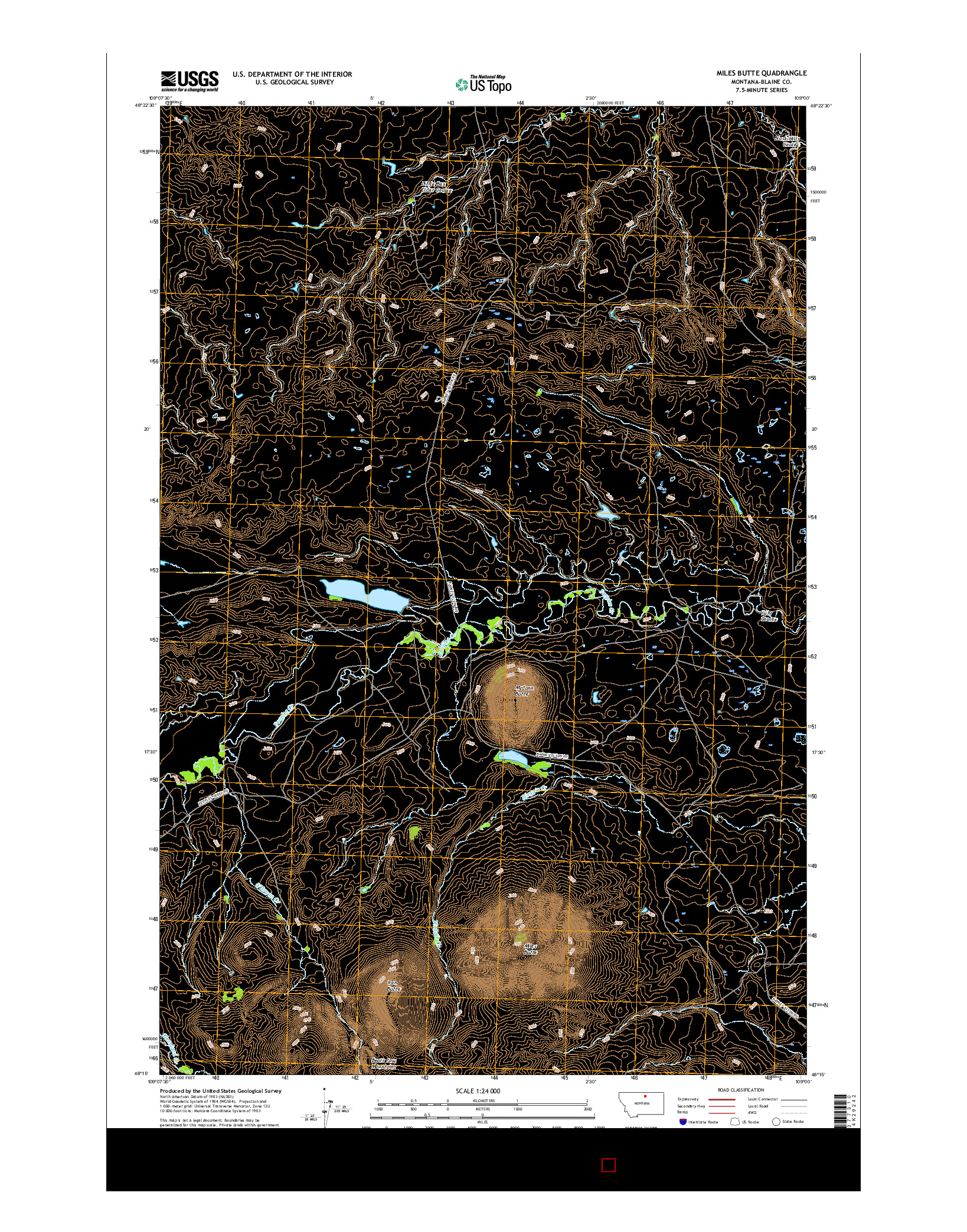USGS US TOPO 7.5-MINUTE MAP FOR MILES BUTTE, MT 2017