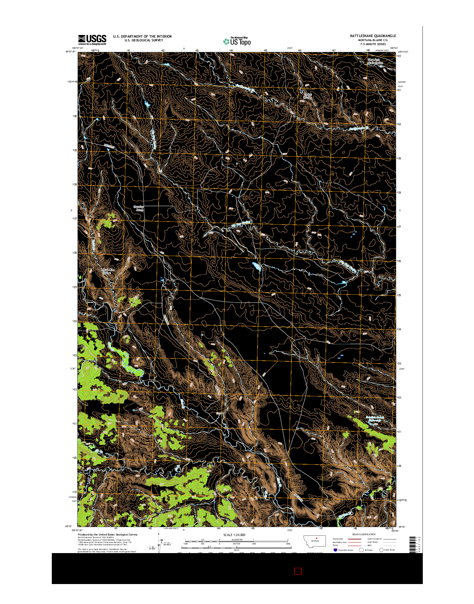 USGS US TOPO 7.5-MINUTE MAP FOR RATTLESNAKE, MT 2017