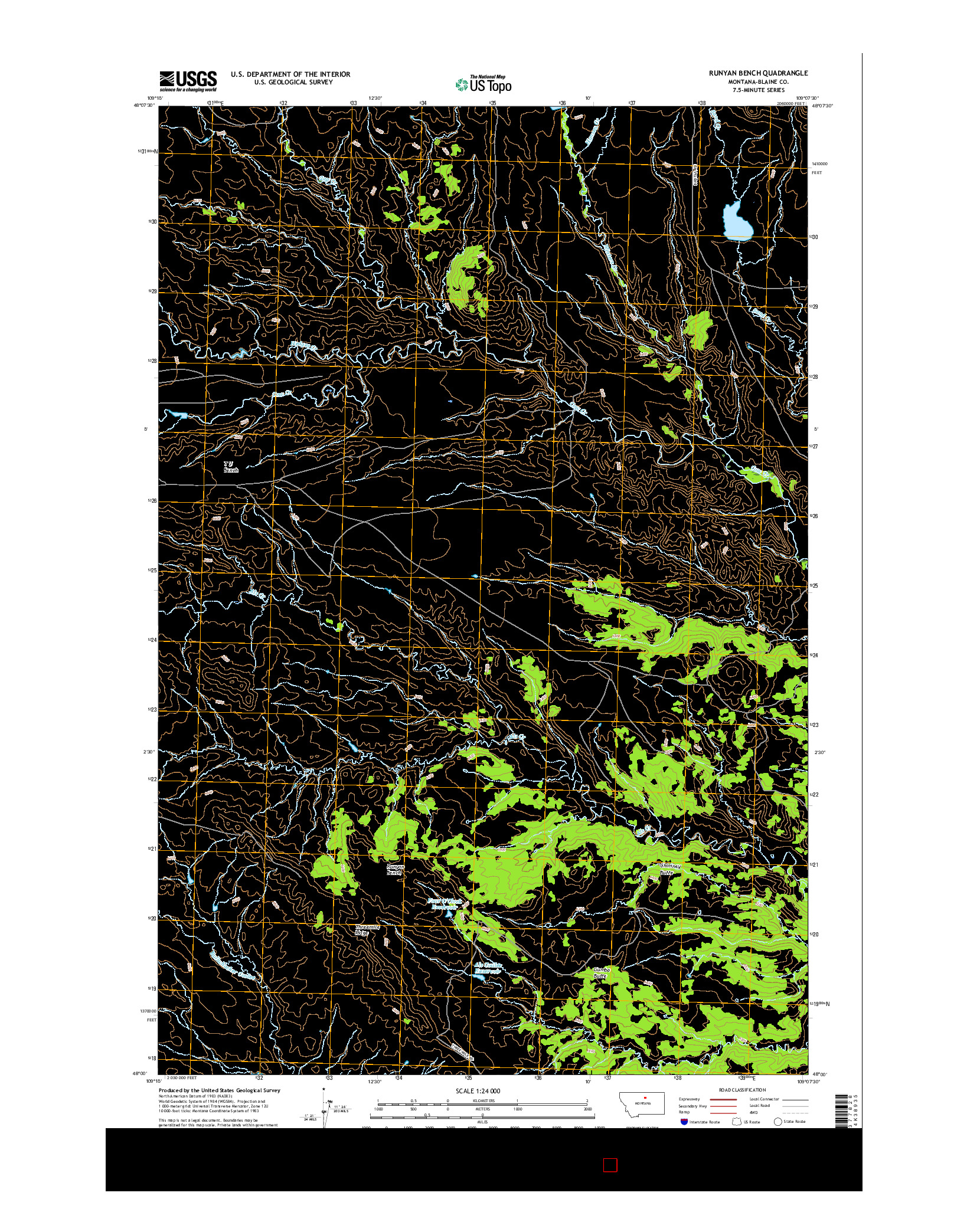 USGS US TOPO 7.5-MINUTE MAP FOR RUNYAN BENCH, MT 2017