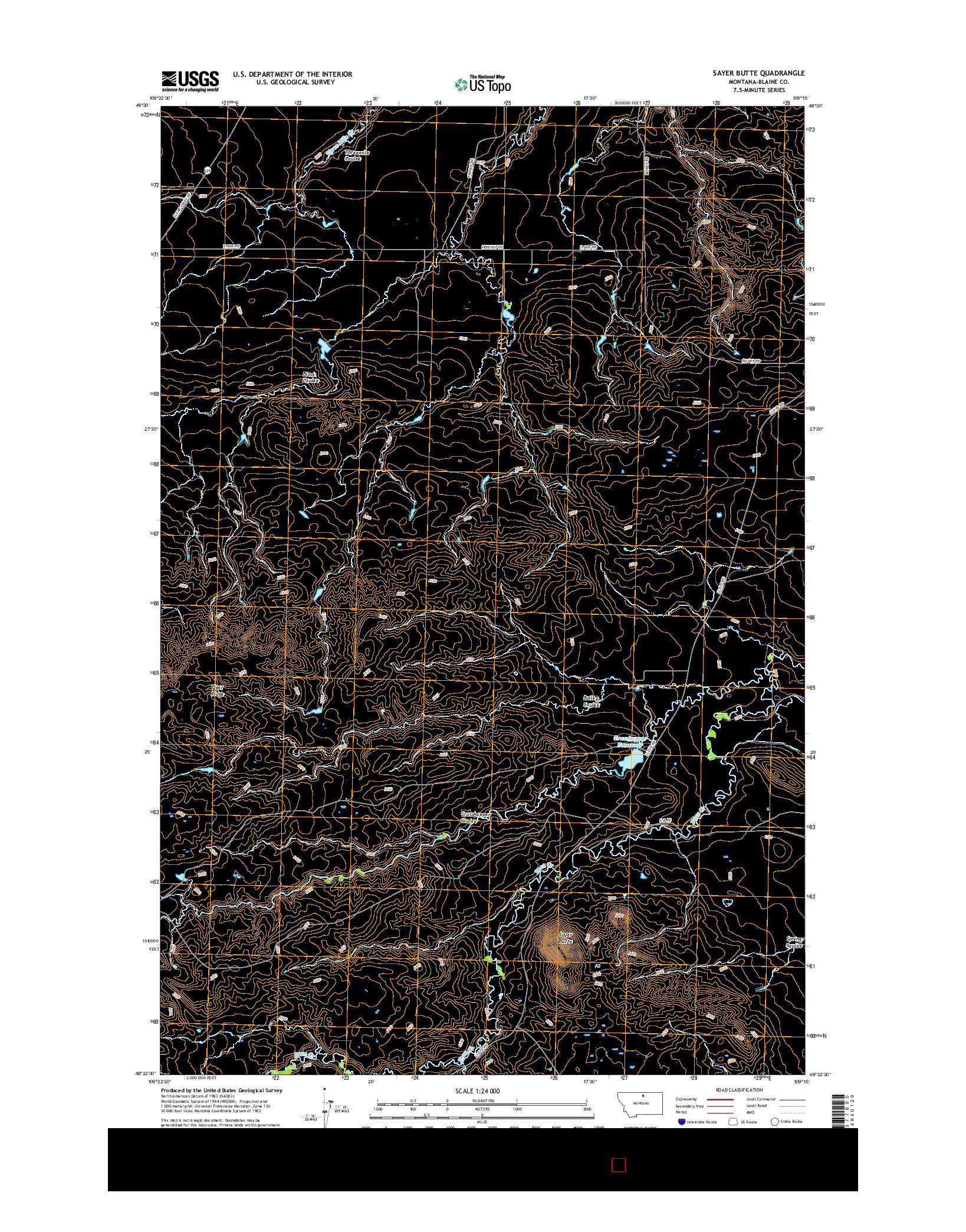 USGS US TOPO 7.5-MINUTE MAP FOR SAYER BUTTE, MT 2017