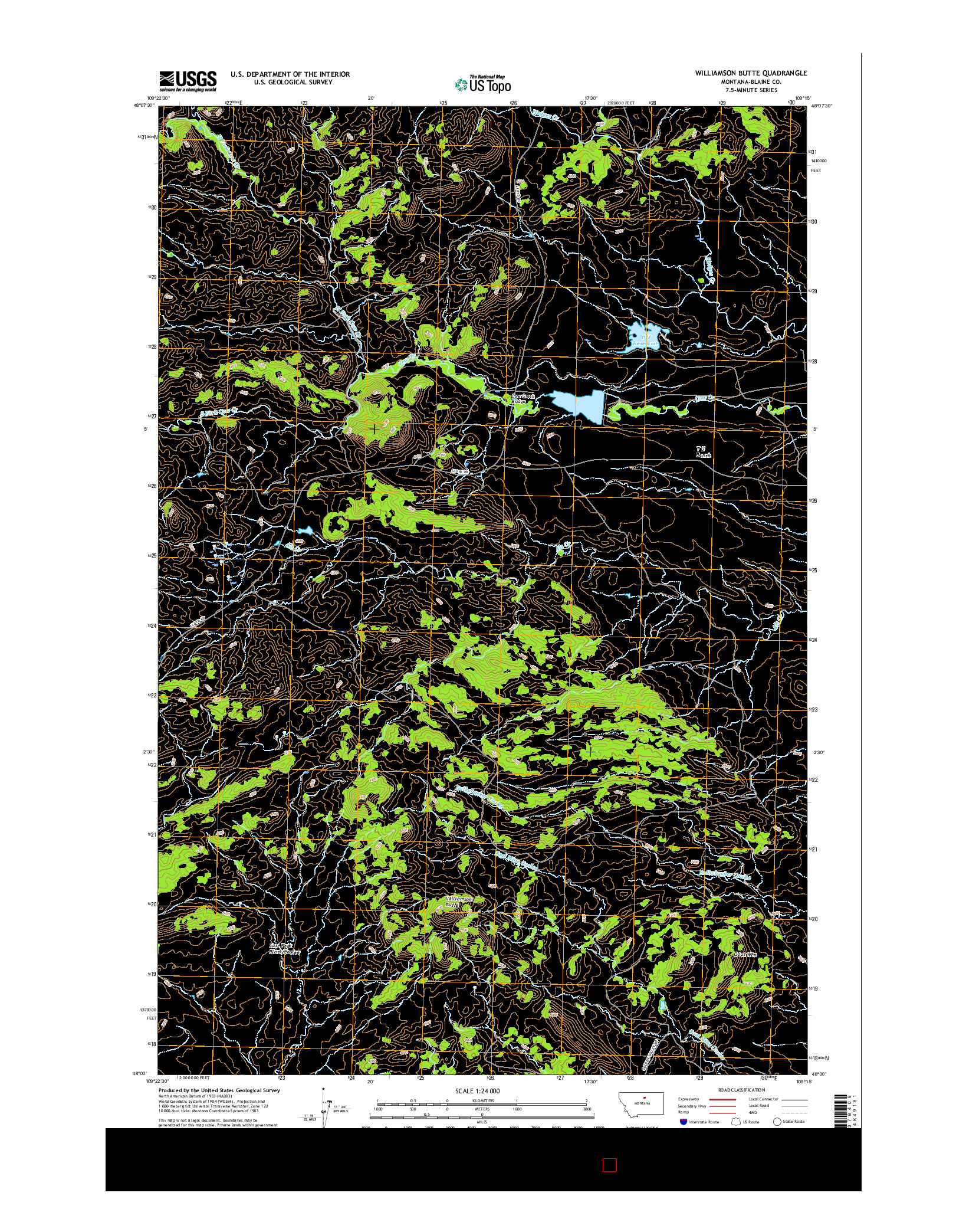 USGS US TOPO 7.5-MINUTE MAP FOR WILLIAMSON BUTTE, MT 2017