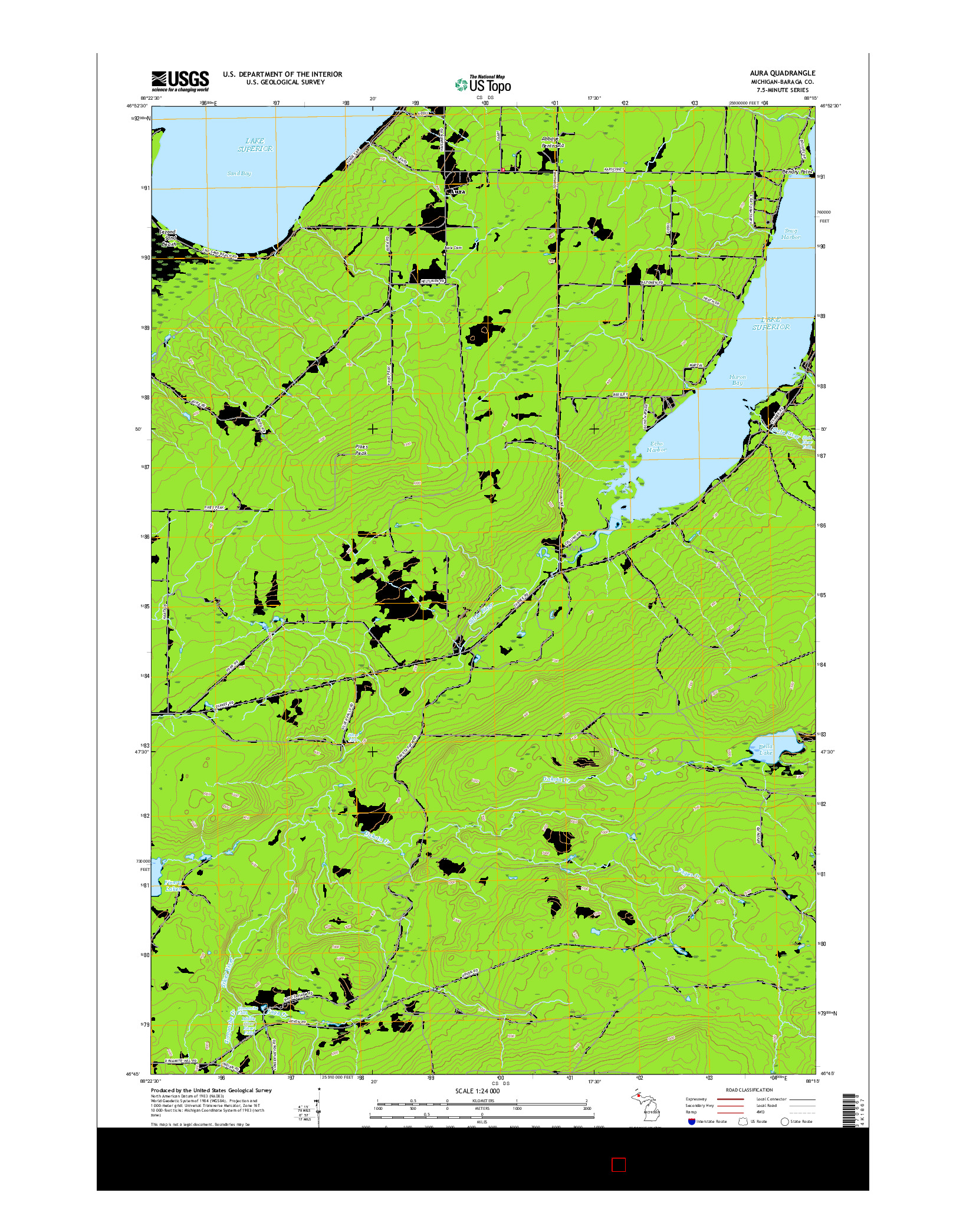 USGS US TOPO 7.5-MINUTE MAP FOR AURA, MI 2017