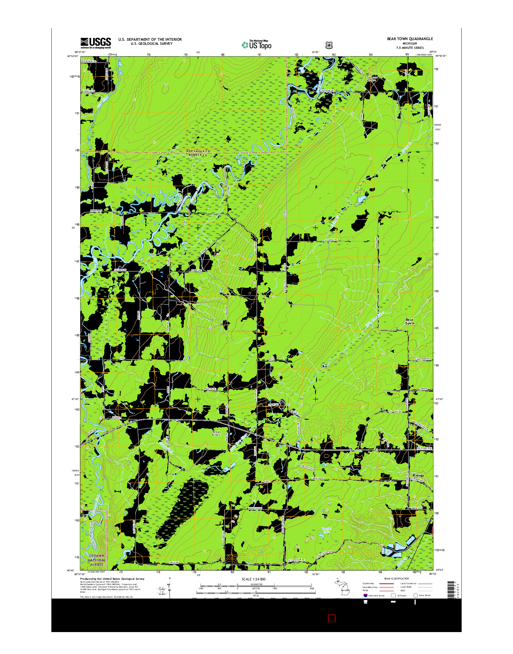 USGS US TOPO 7.5-MINUTE MAP FOR BEAR TOWN, MI 2017