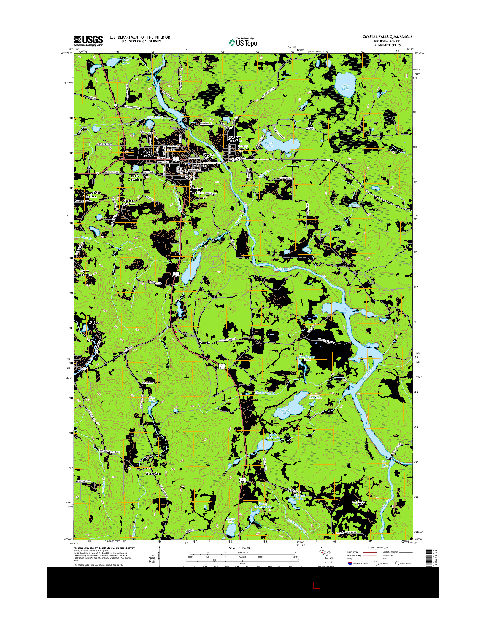 USGS US TOPO 7.5-MINUTE MAP FOR CRYSTAL FALLS, MI 2017