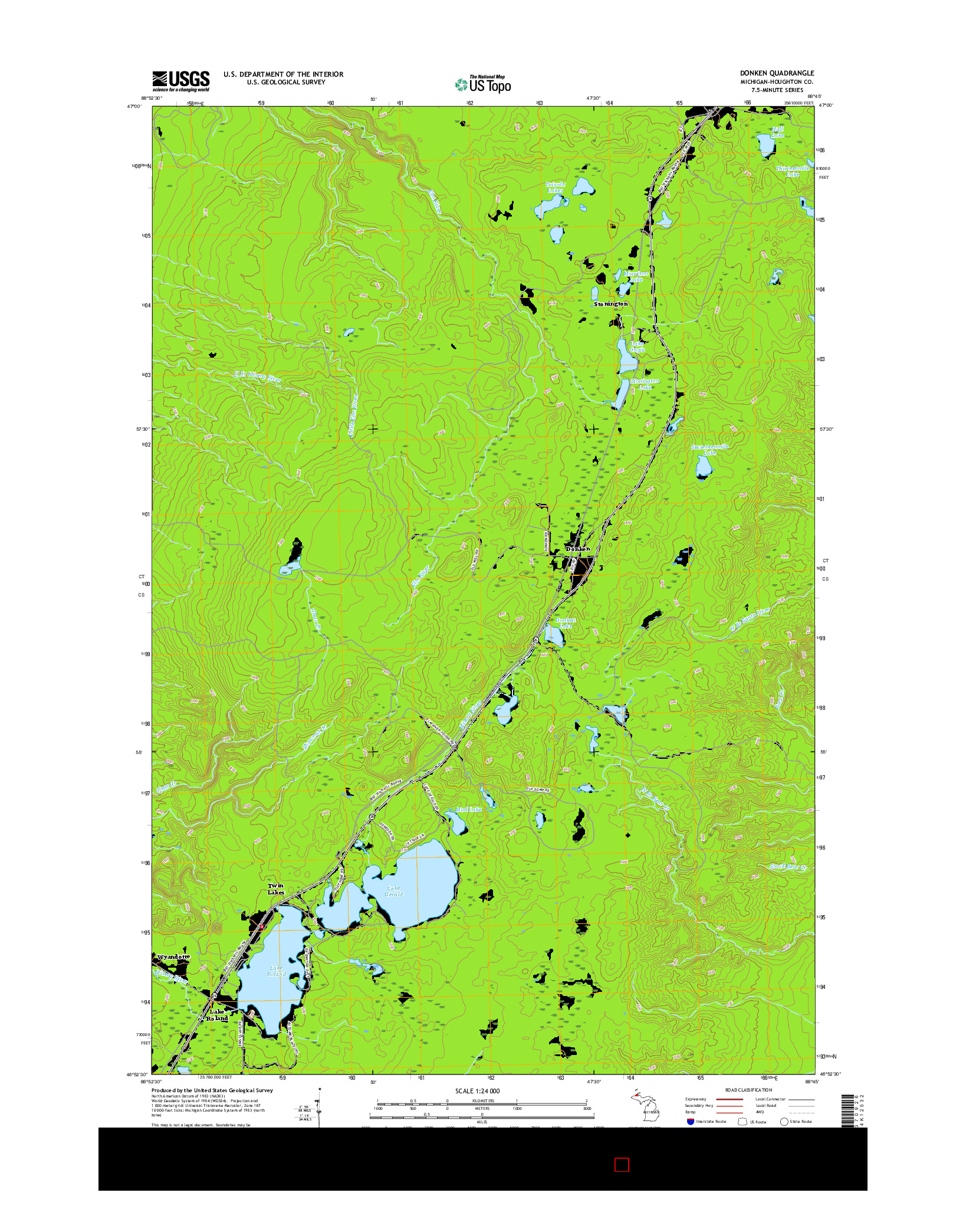 USGS US TOPO 7.5-MINUTE MAP FOR DONKEN, MI 2017