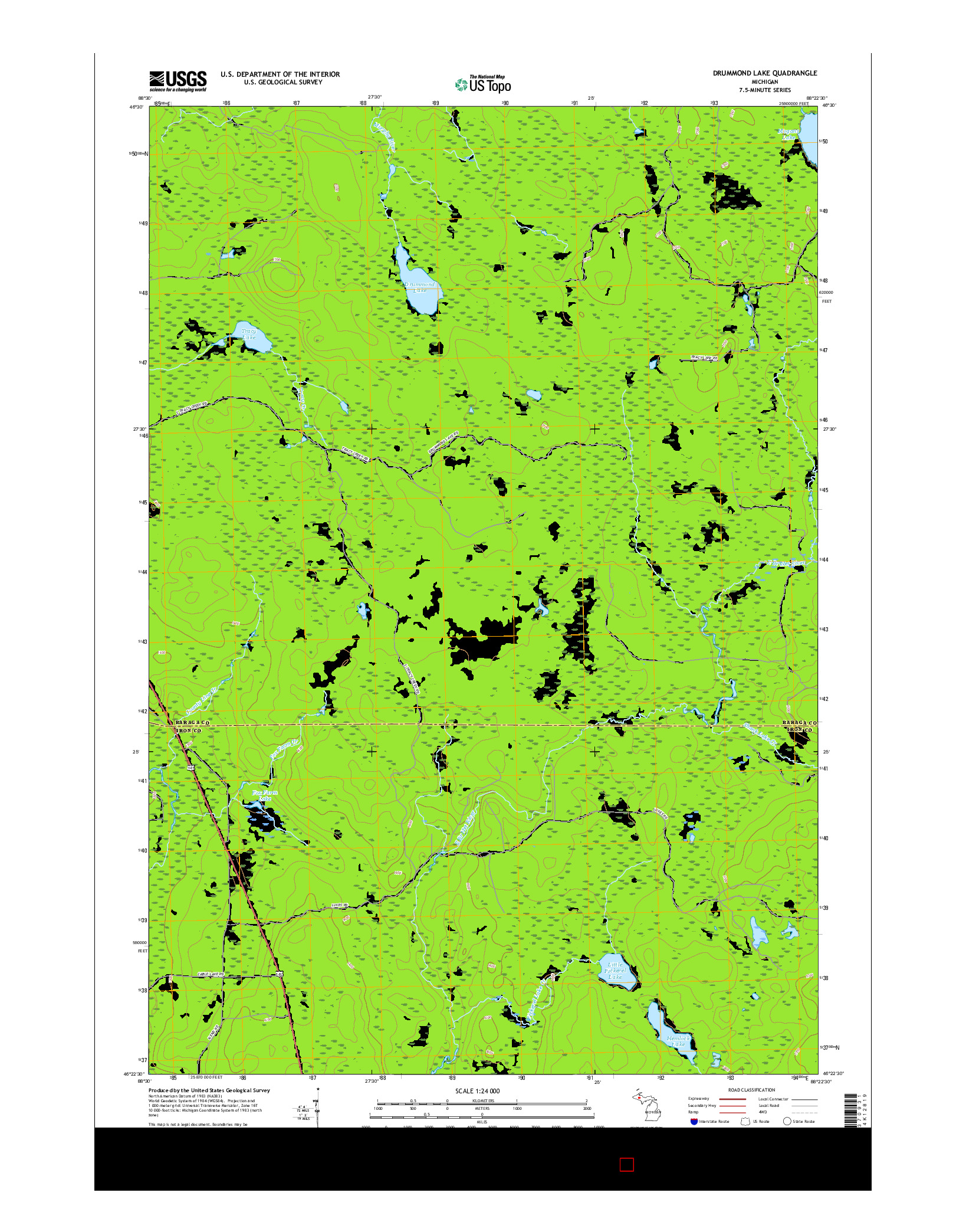 USGS US TOPO 7.5-MINUTE MAP FOR DRUMMOND LAKE, MI 2017