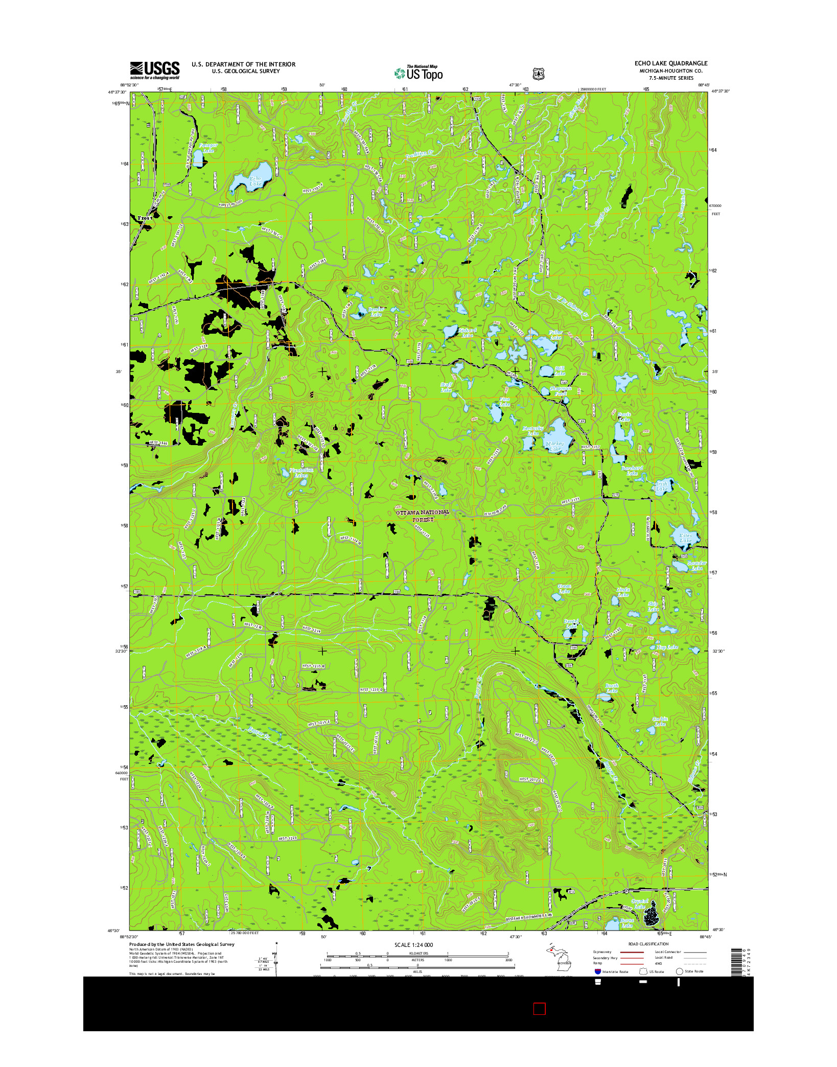 USGS US TOPO 7.5-MINUTE MAP FOR ECHO LAKE, MI 2017
