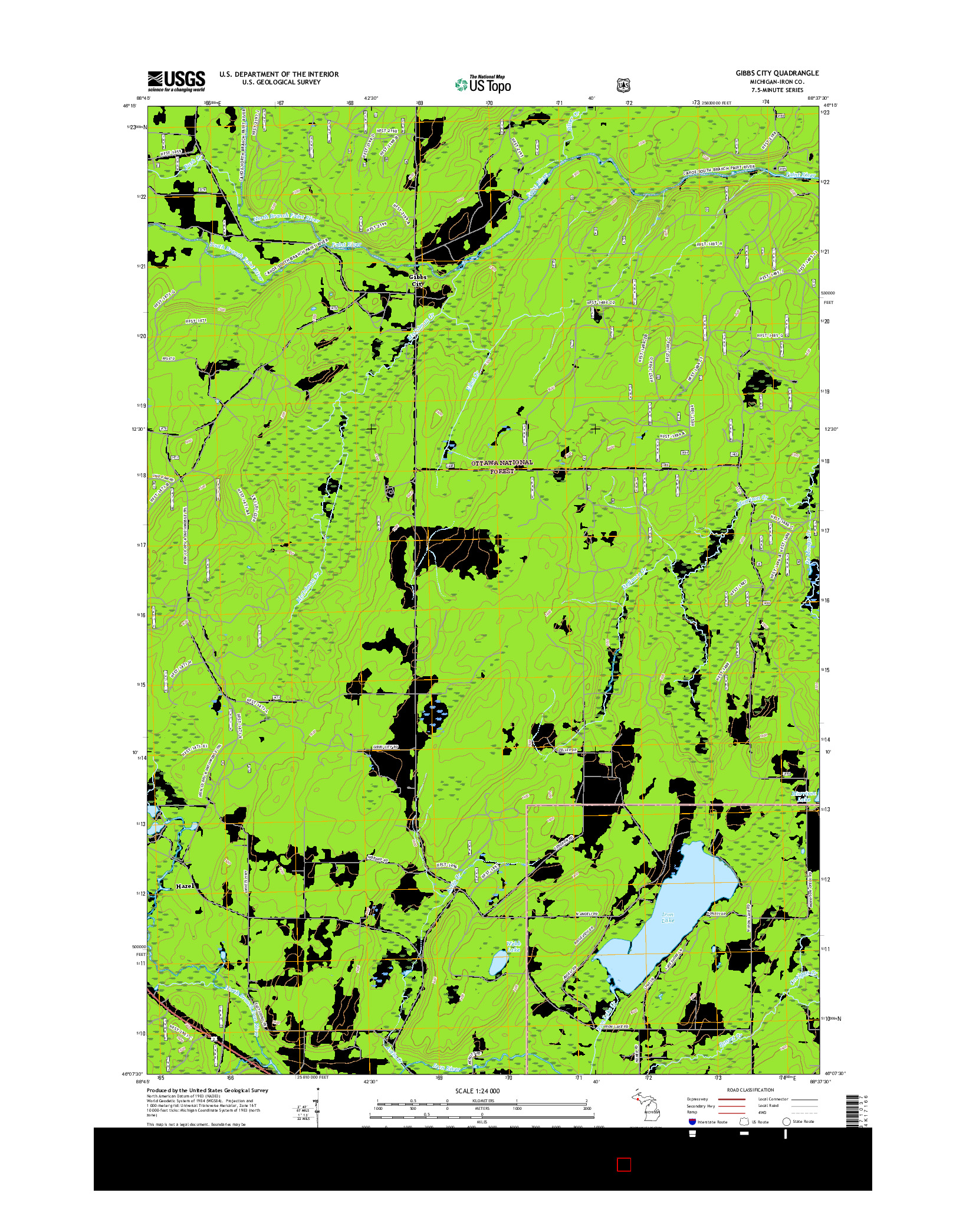USGS US TOPO 7.5-MINUTE MAP FOR GIBBS CITY, MI 2017