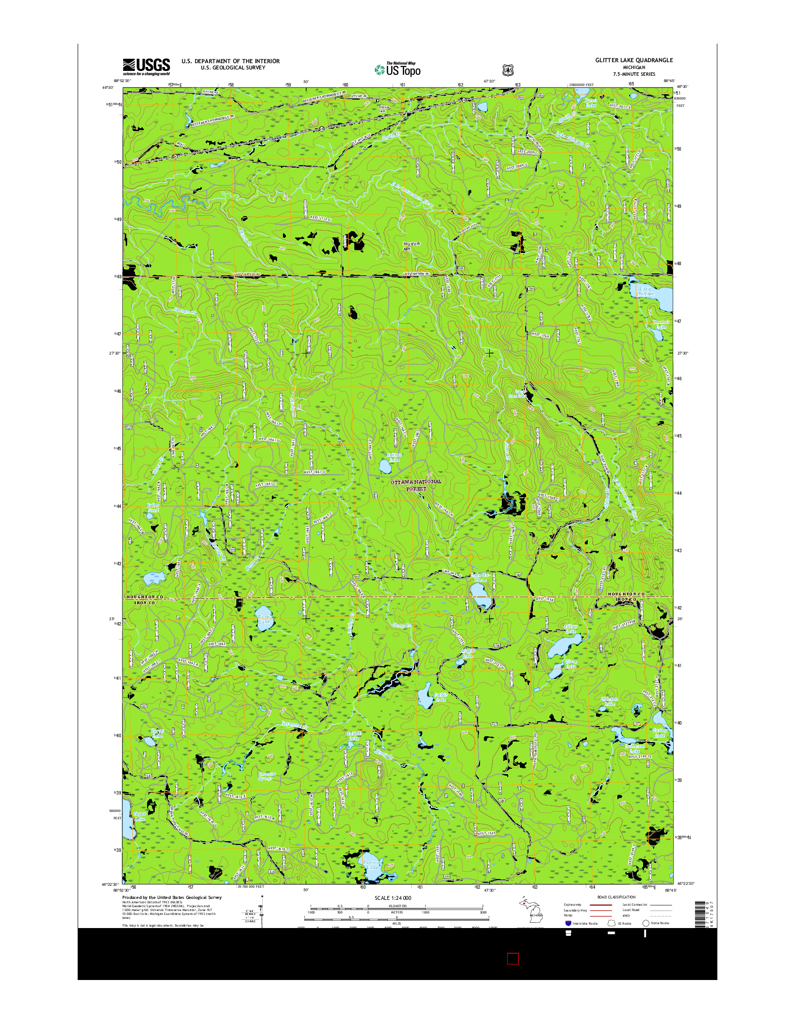 USGS US TOPO 7.5-MINUTE MAP FOR GLITTER LAKE, MI 2017