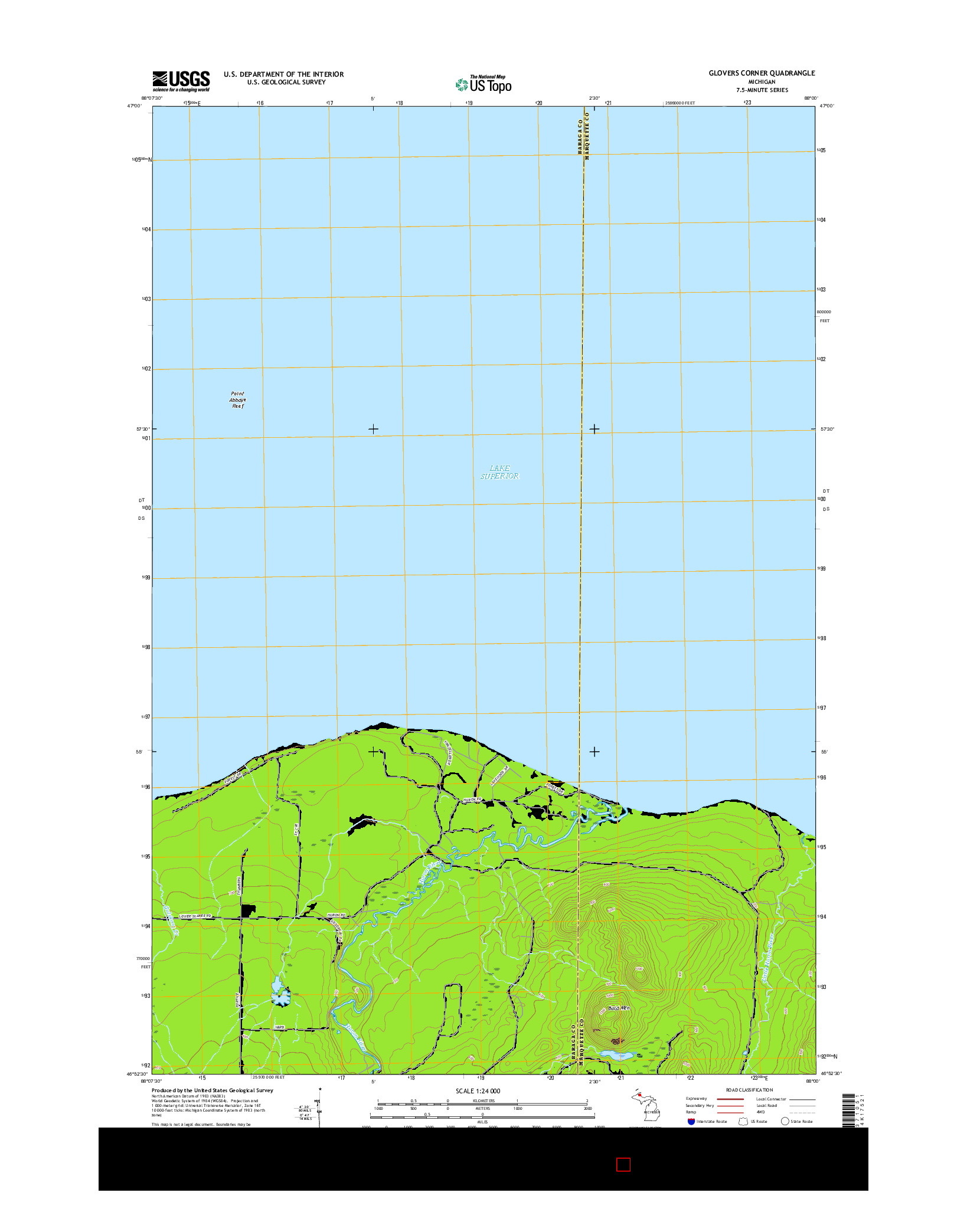 USGS US TOPO 7.5-MINUTE MAP FOR GLOVERS CORNER, MI 2017