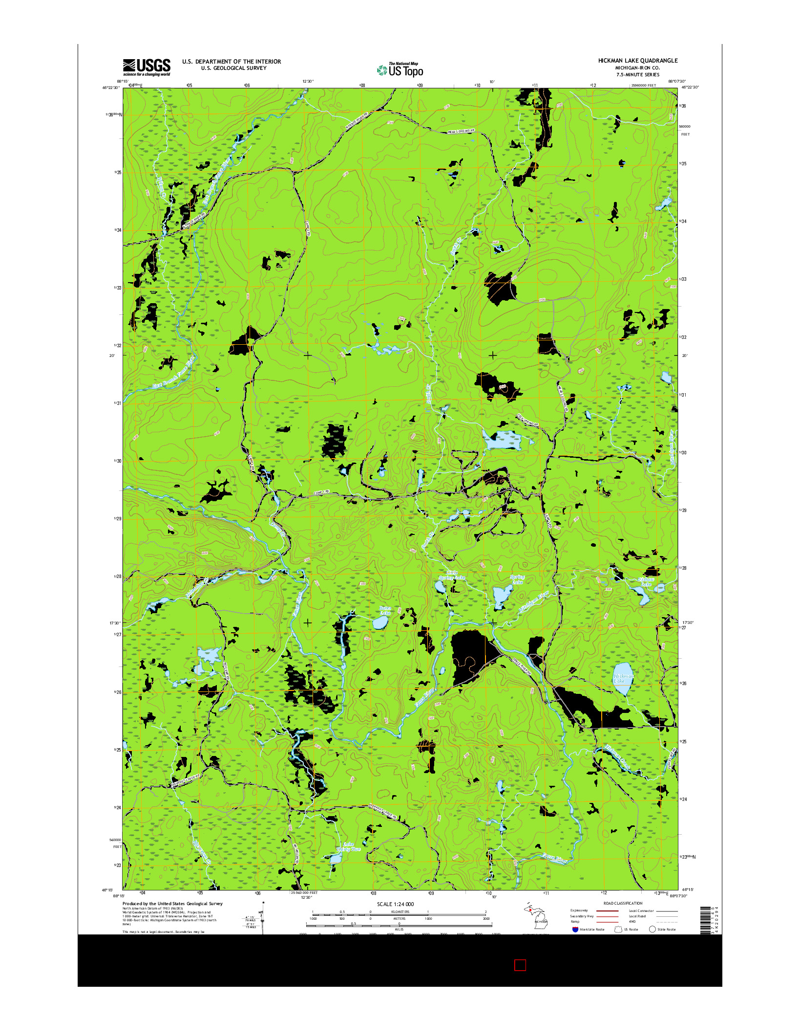 USGS US TOPO 7.5-MINUTE MAP FOR HICKMAN LAKE, MI 2017