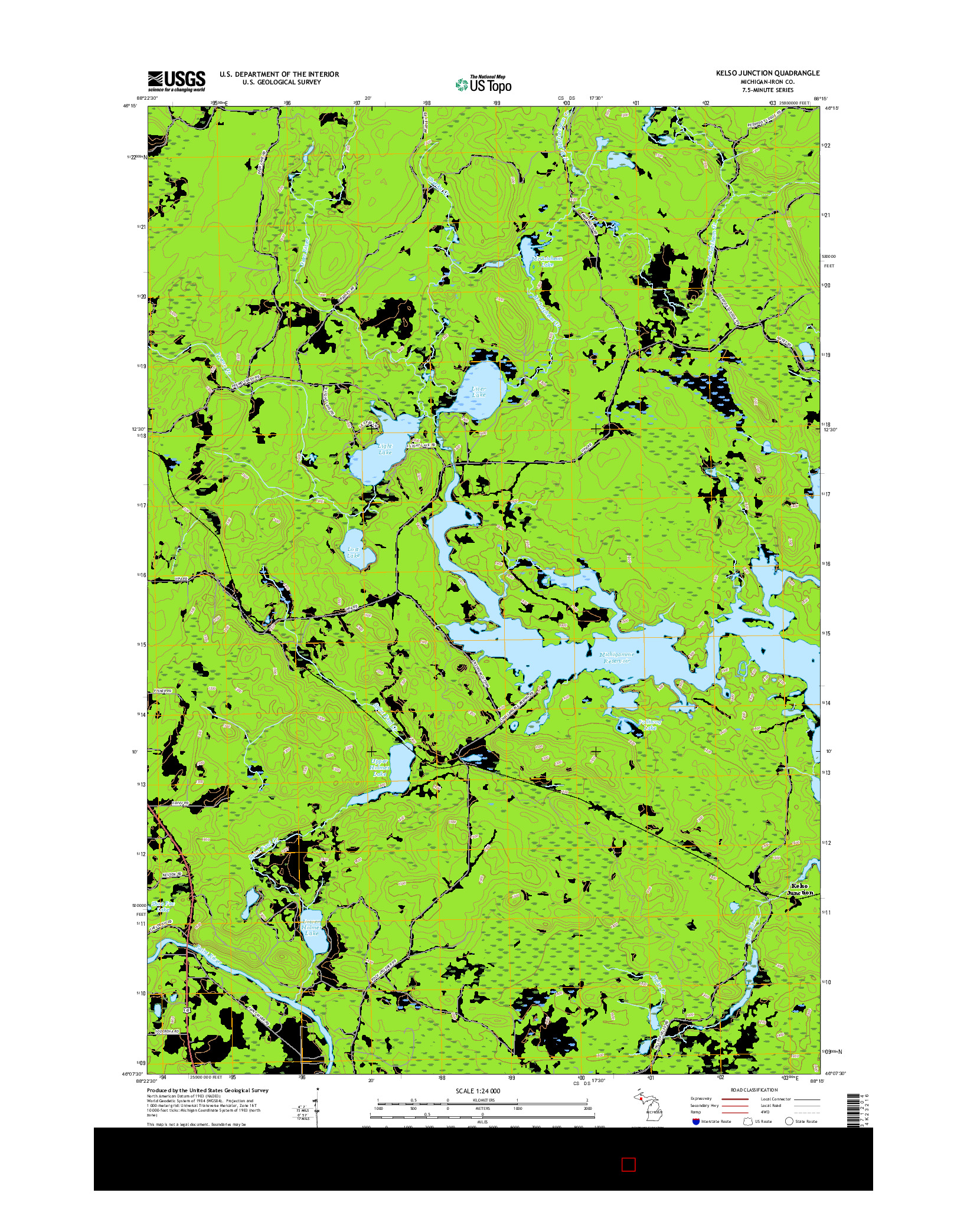 USGS US TOPO 7.5-MINUTE MAP FOR KELSO JUNCTION, MI 2017