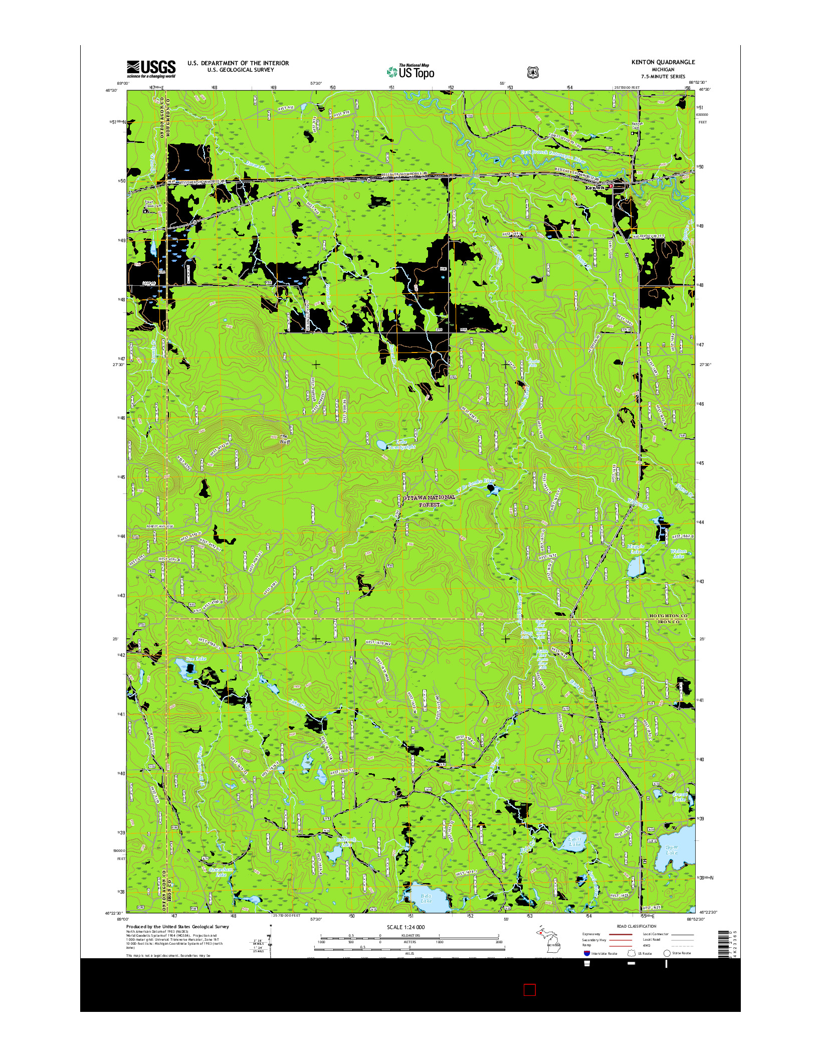 USGS US TOPO 7.5-MINUTE MAP FOR KENTON, MI 2017