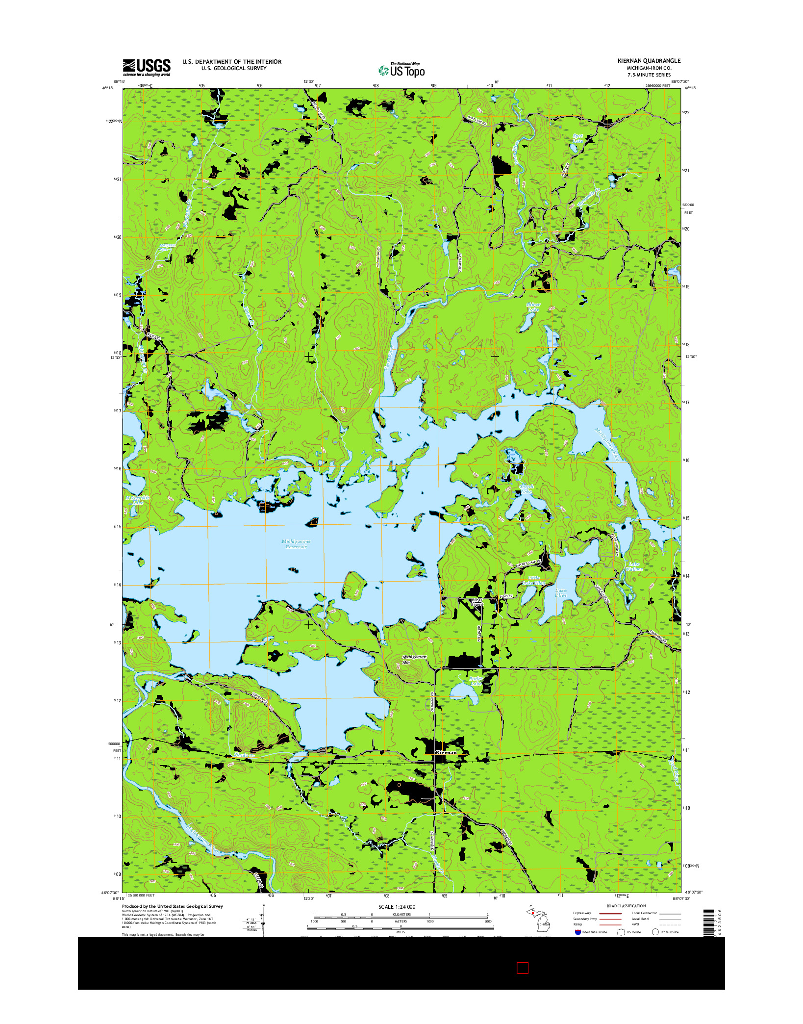 USGS US TOPO 7.5-MINUTE MAP FOR KIERNAN, MI 2017