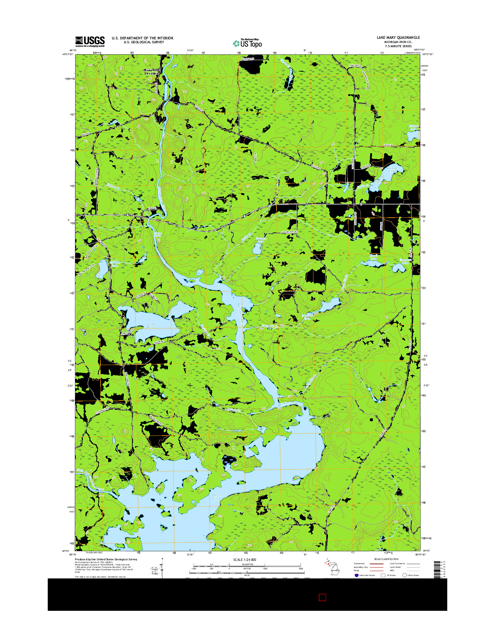 USGS US TOPO 7.5-MINUTE MAP FOR LAKE MARY, MI 2017