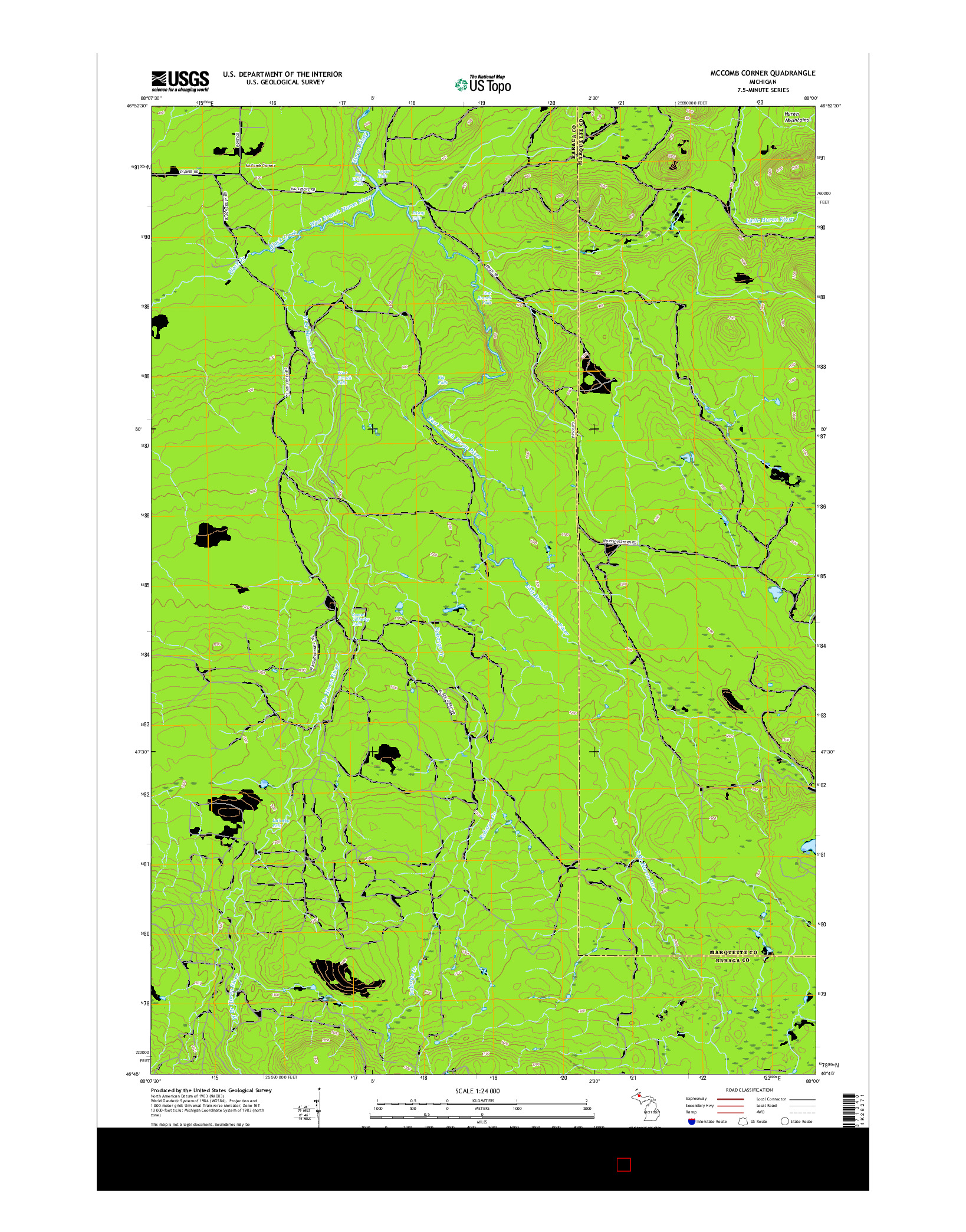 USGS US TOPO 7.5-MINUTE MAP FOR MCCOMB CORNER, MI 2017