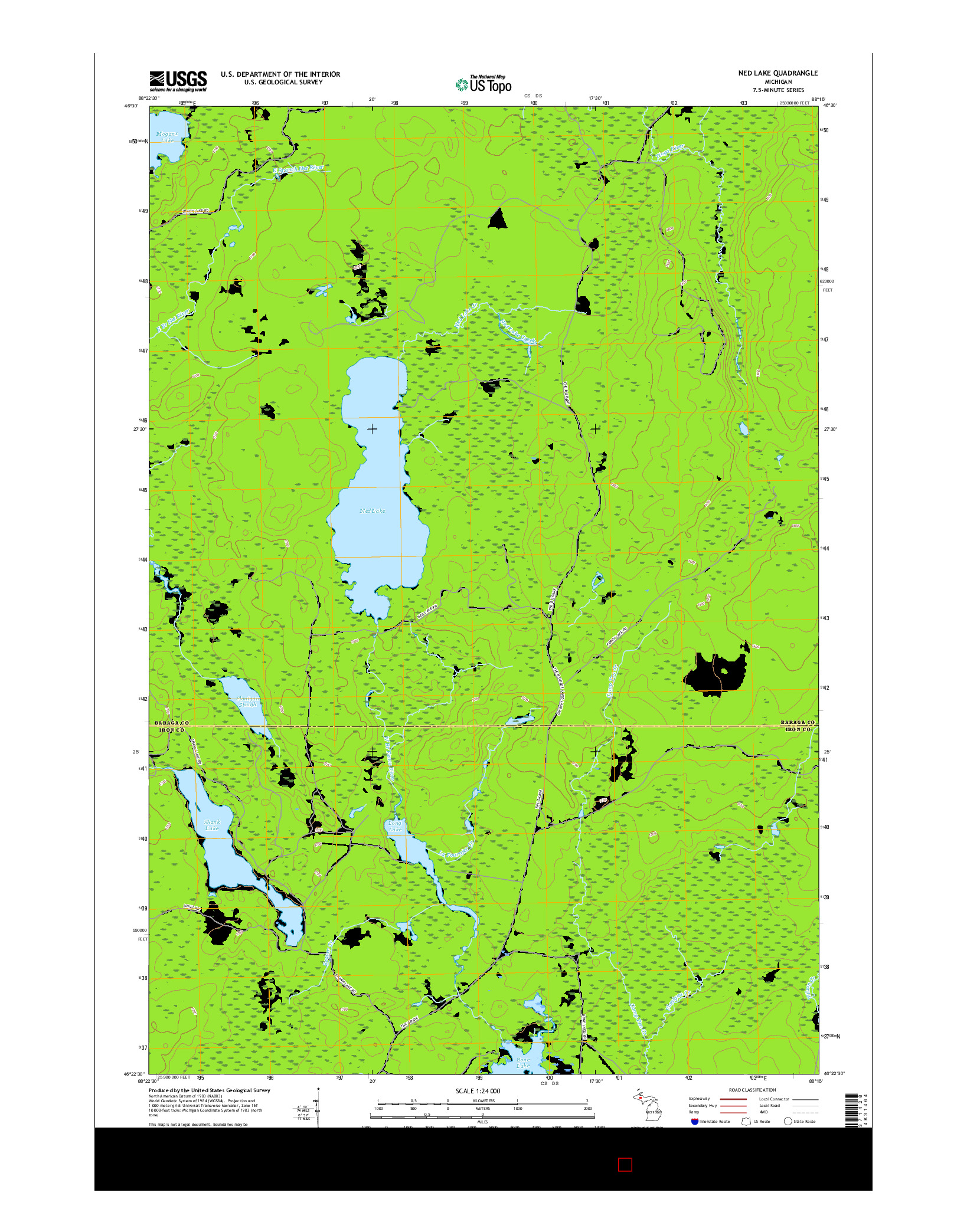 USGS US TOPO 7.5-MINUTE MAP FOR NED LAKE, MI 2017