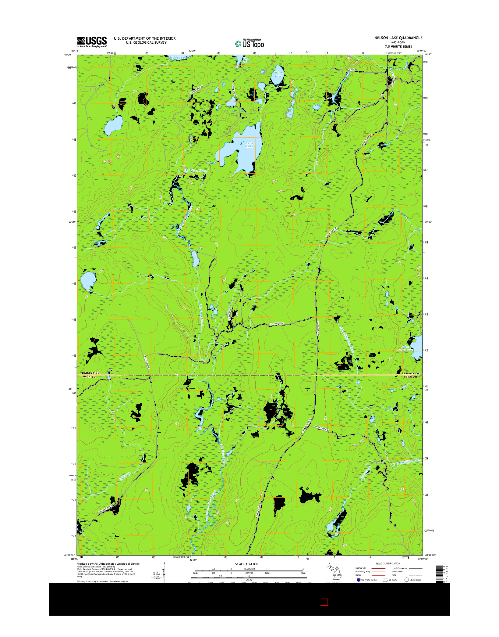 USGS US TOPO 7.5-MINUTE MAP FOR NELSON LAKE, MI 2017
