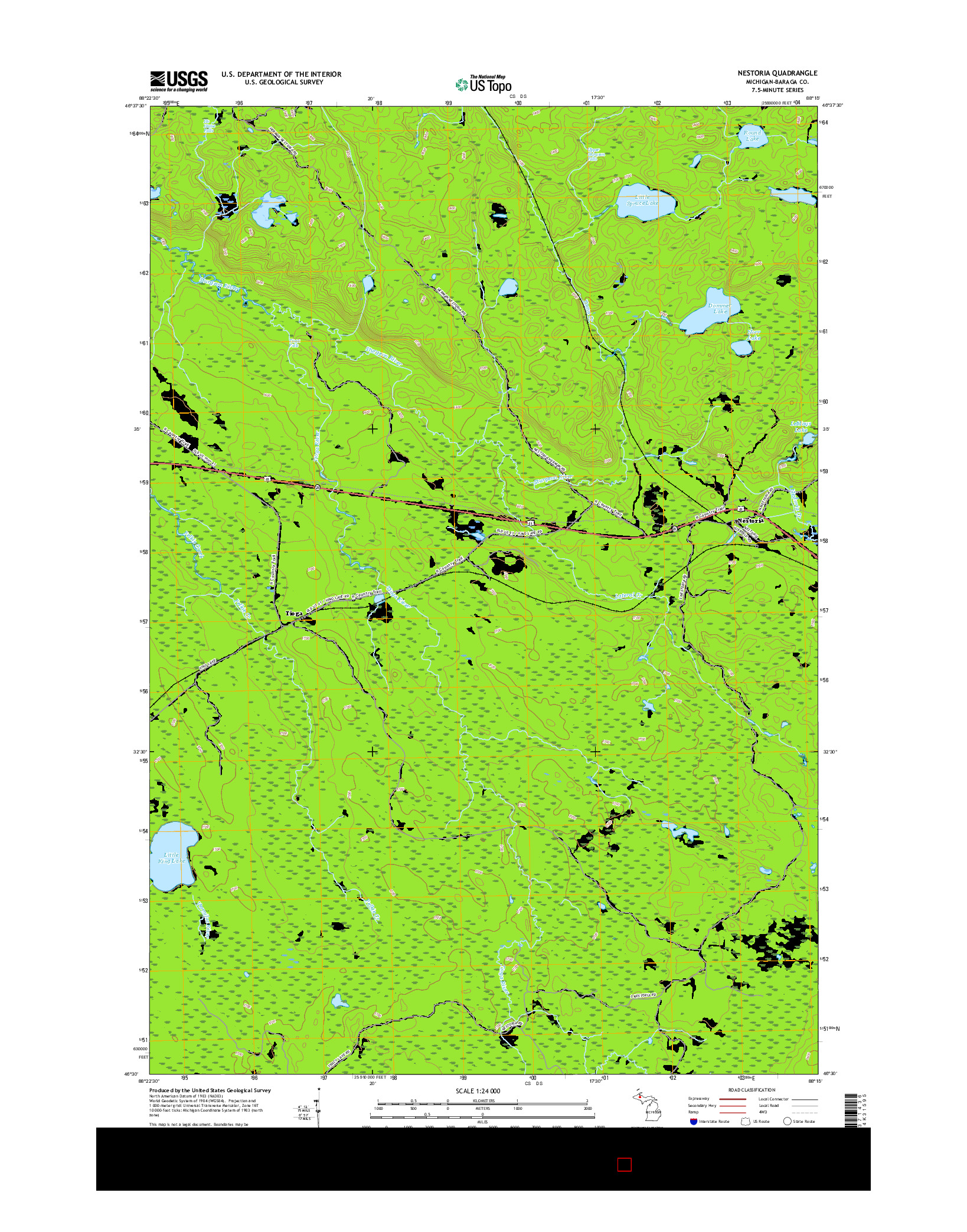 USGS US TOPO 7.5-MINUTE MAP FOR NESTORIA, MI 2017