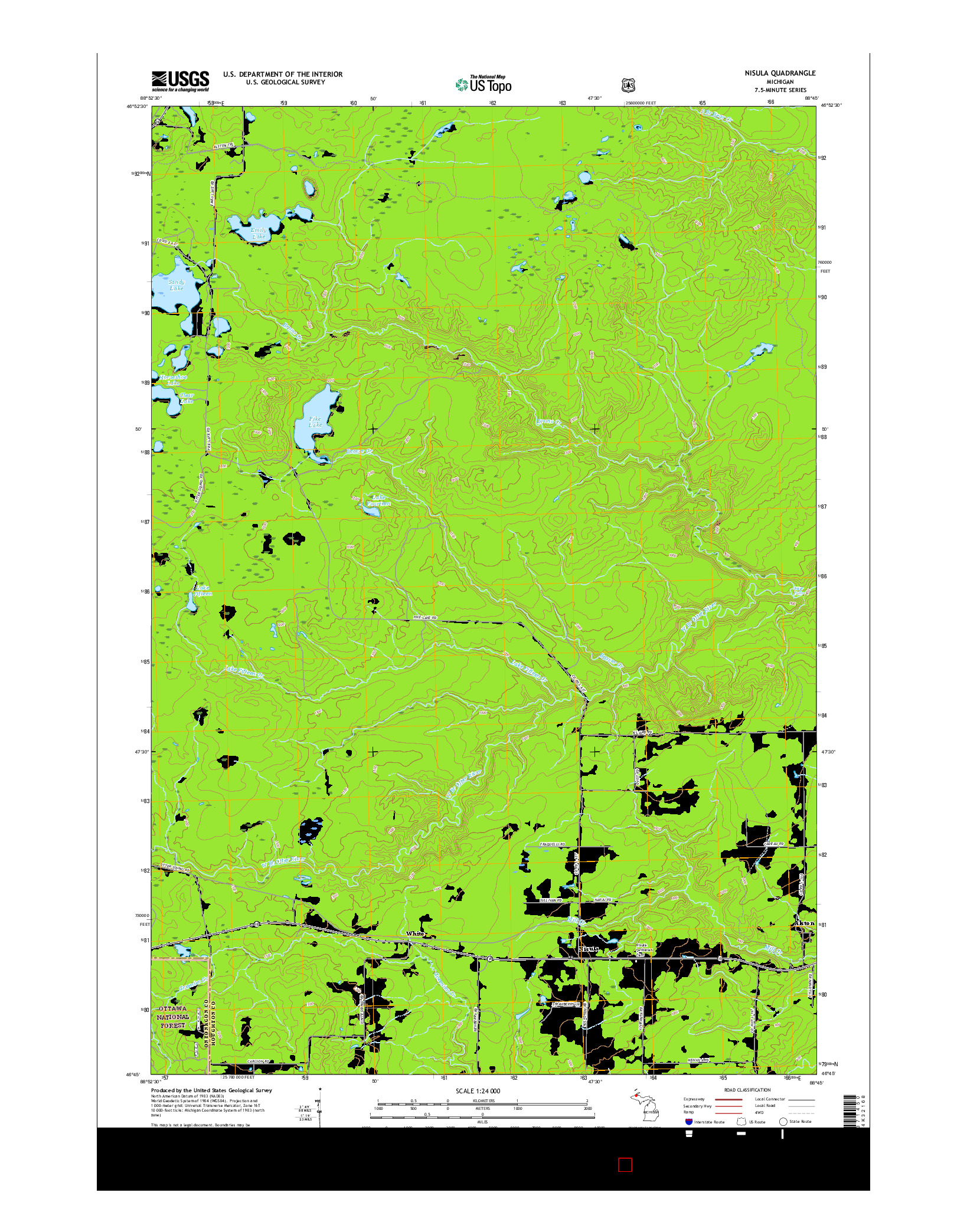 USGS US TOPO 7.5-MINUTE MAP FOR NISULA, MI 2017