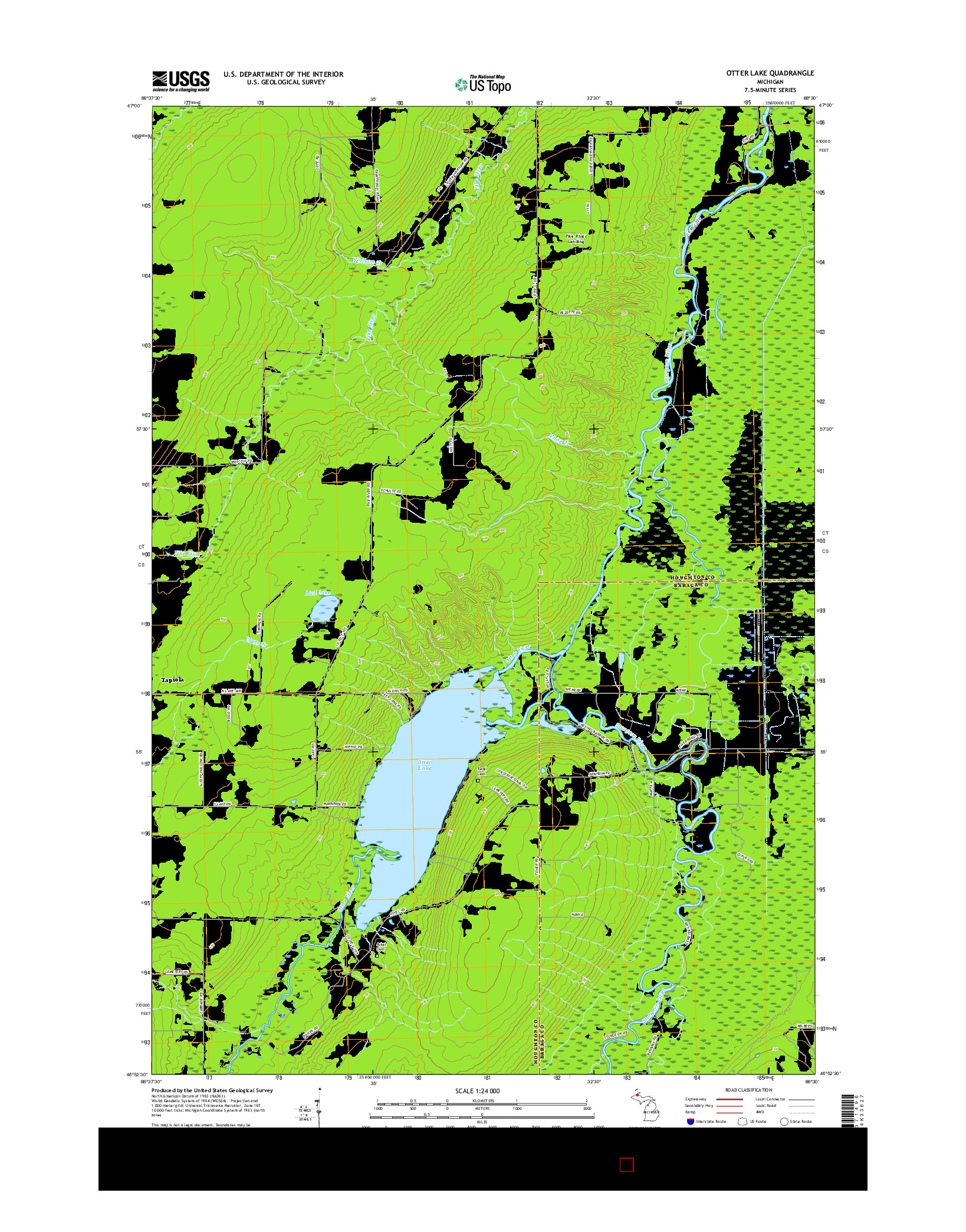 USGS US TOPO 7.5-MINUTE MAP FOR OTTER LAKE, MI 2017