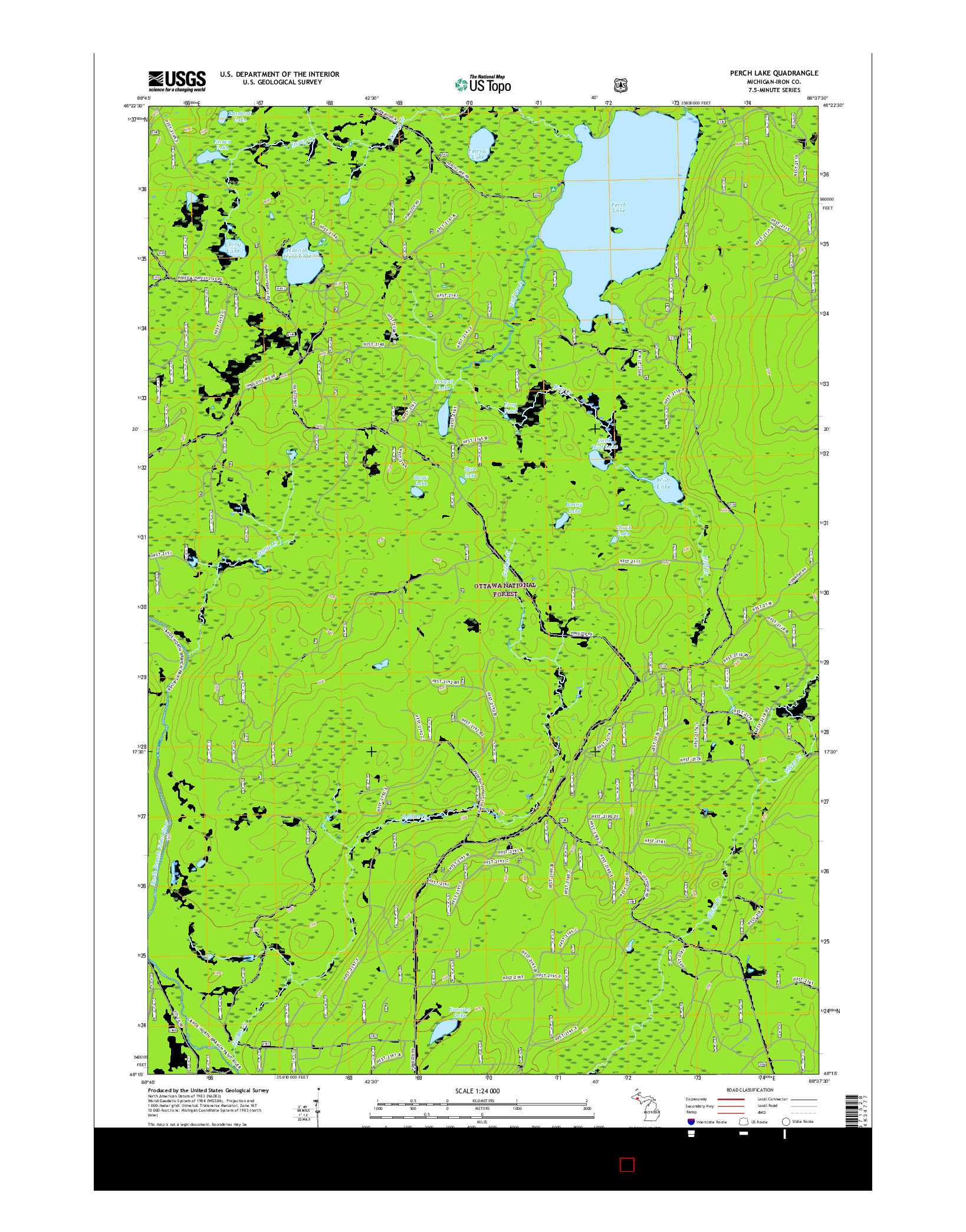 USGS US TOPO 7.5-MINUTE MAP FOR PERCH LAKE, MI 2017