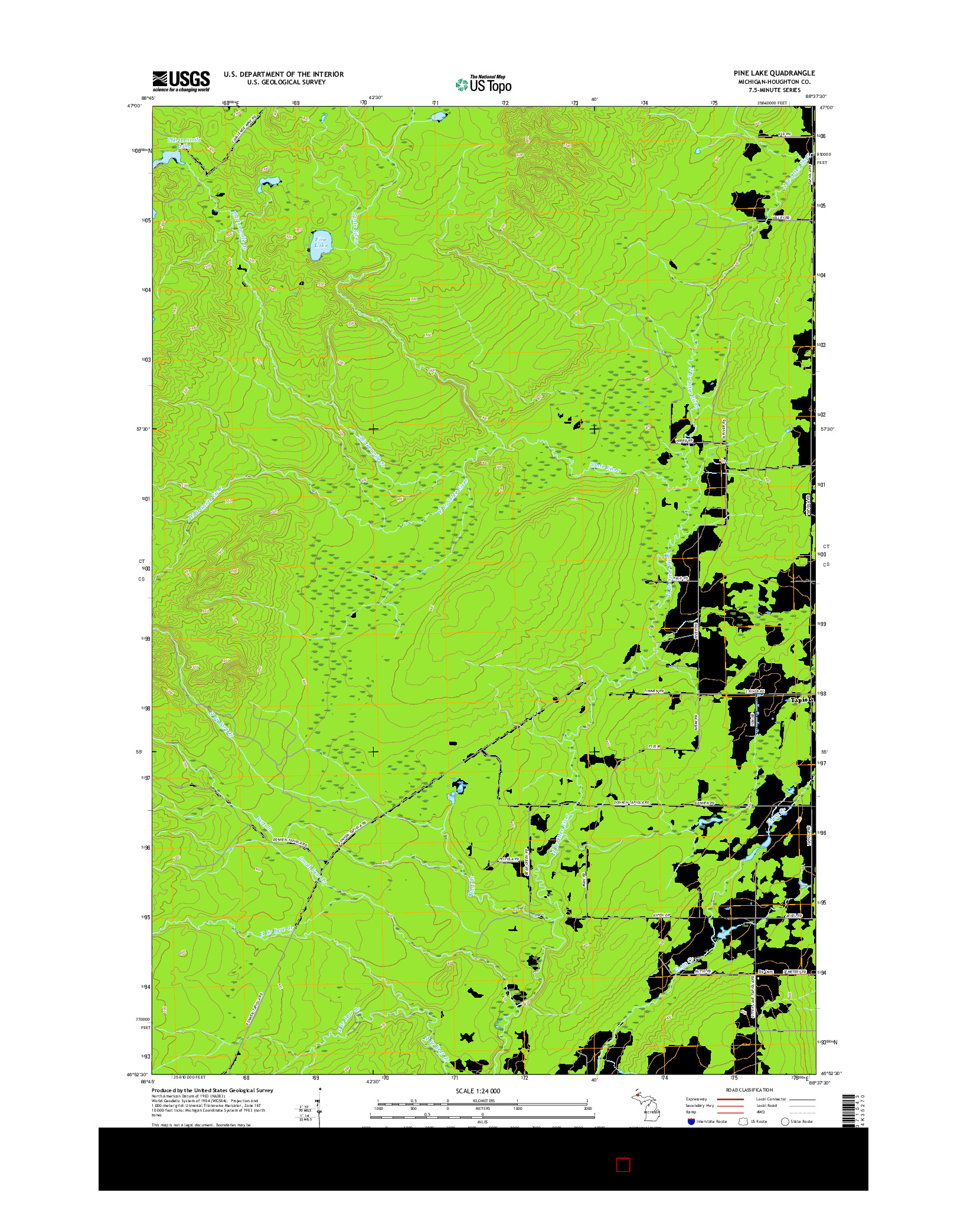 USGS US TOPO 7.5-MINUTE MAP FOR PINE LAKE, MI 2017