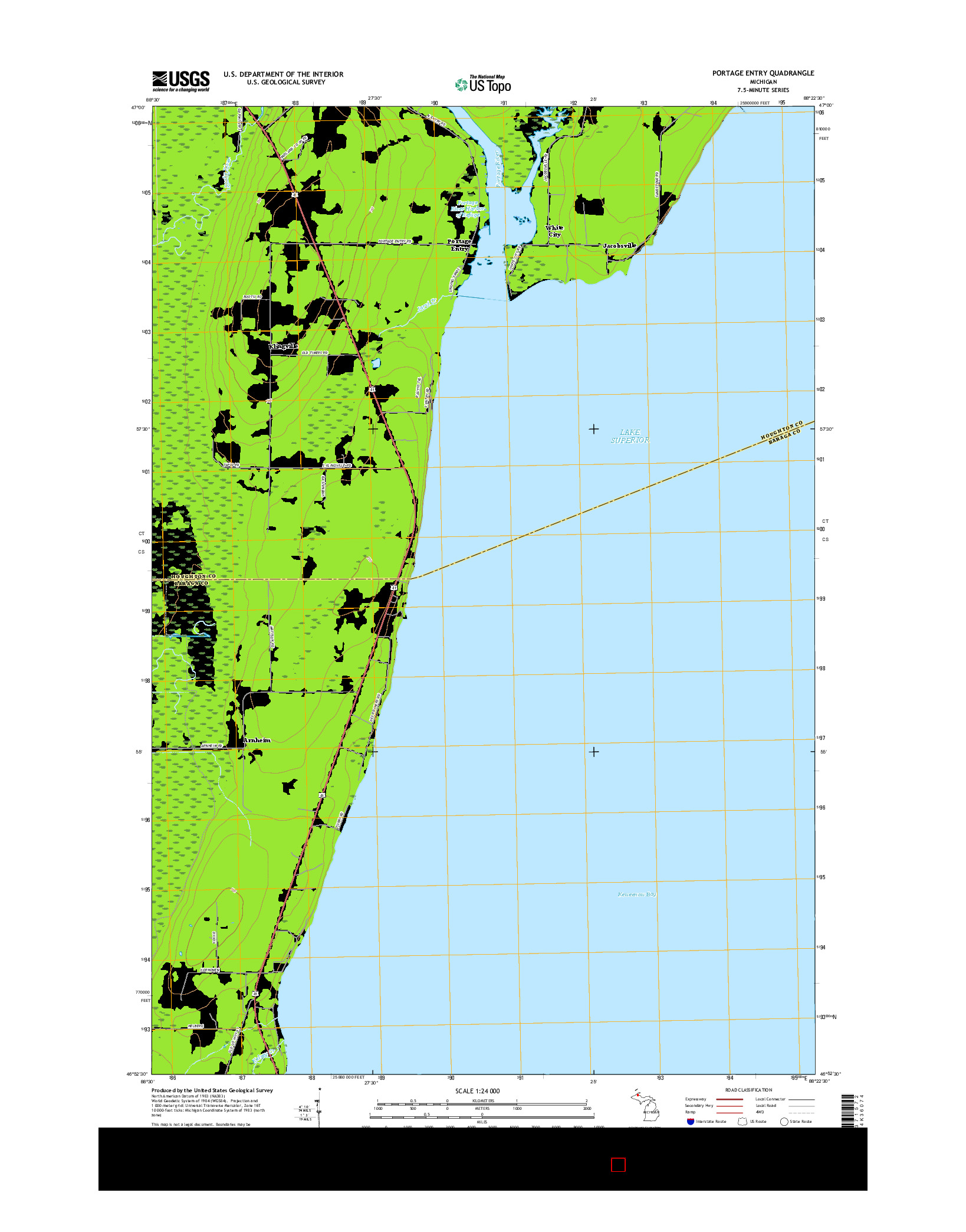 USGS US TOPO 7.5-MINUTE MAP FOR PORTAGE ENTRY, MI 2017