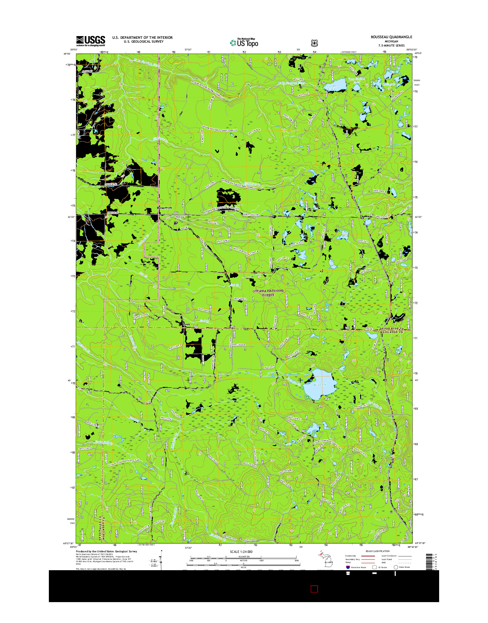 USGS US TOPO 7.5-MINUTE MAP FOR ROUSSEAU, MI 2017