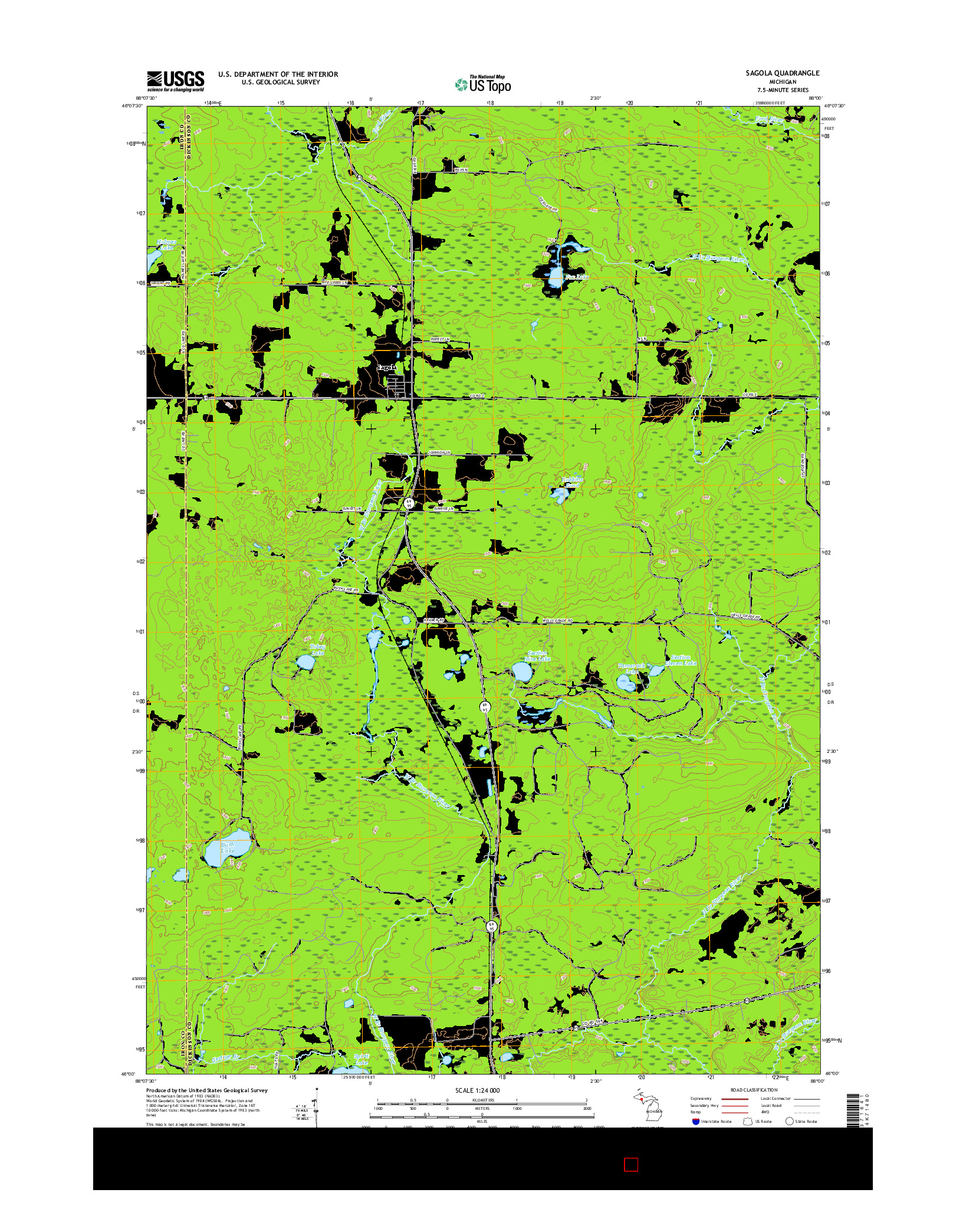 USGS US TOPO 7.5-MINUTE MAP FOR SAGOLA, MI 2017