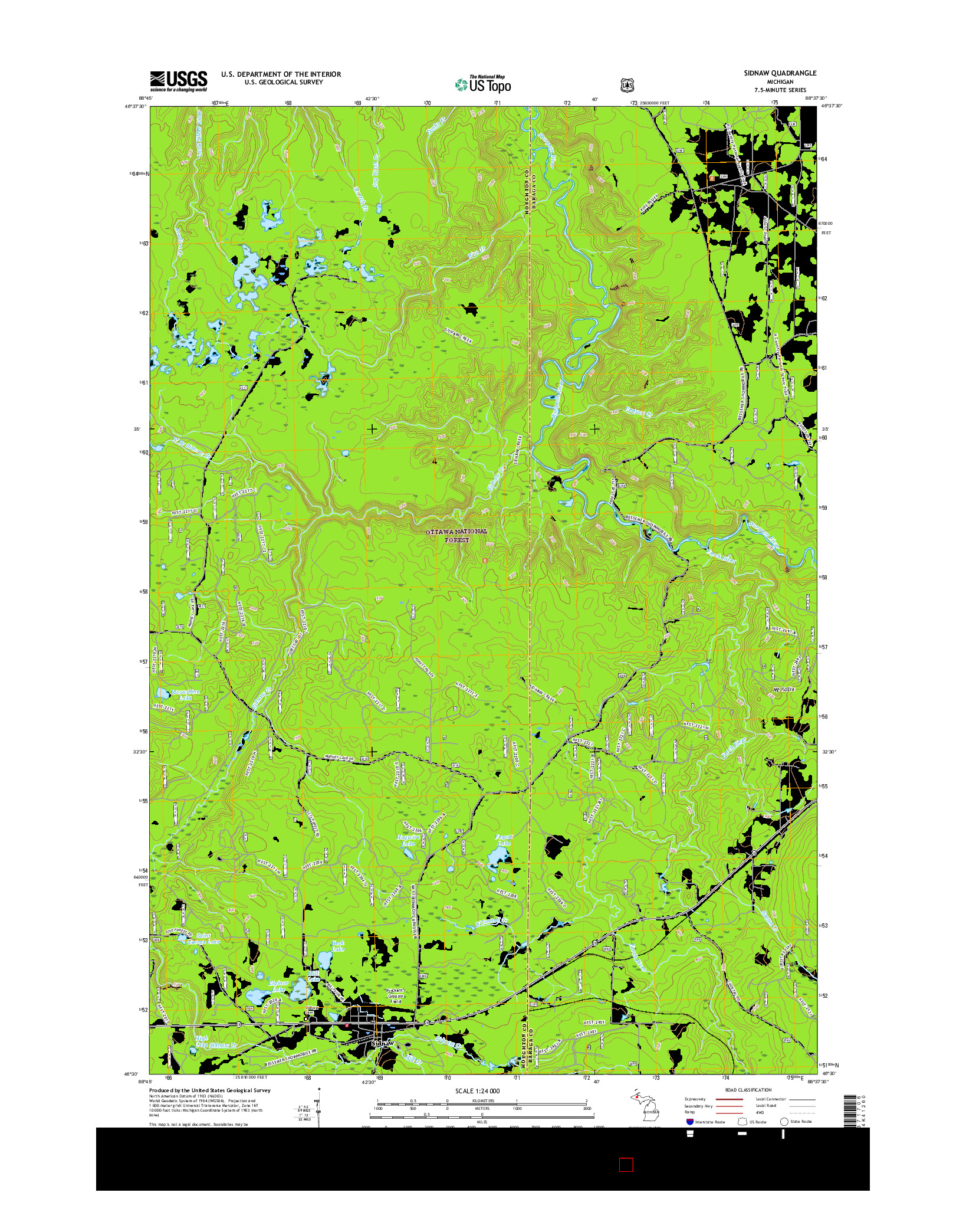 USGS US TOPO 7.5-MINUTE MAP FOR SIDNAW, MI 2017