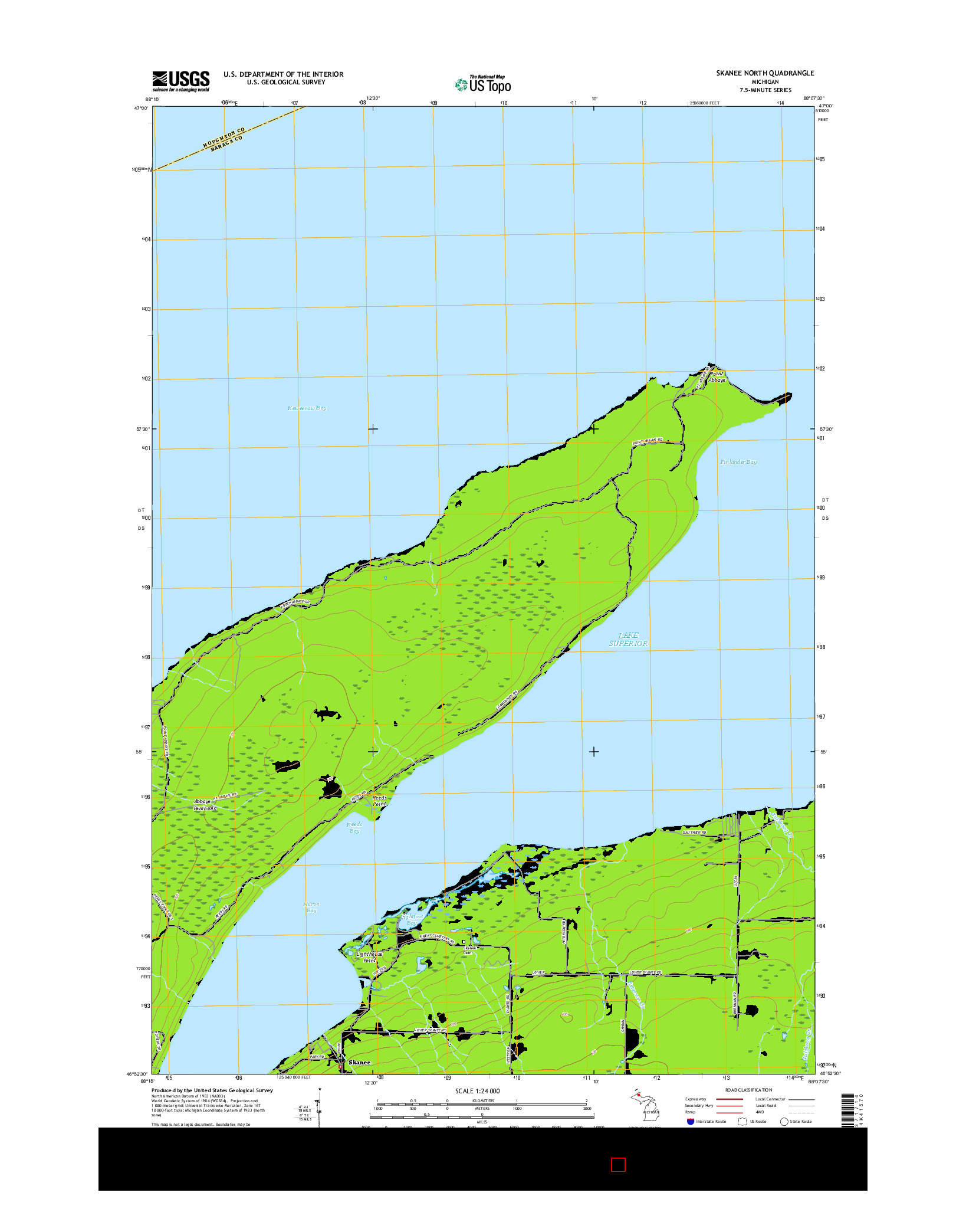 USGS US TOPO 7.5-MINUTE MAP FOR SKANEE NORTH, MI 2017