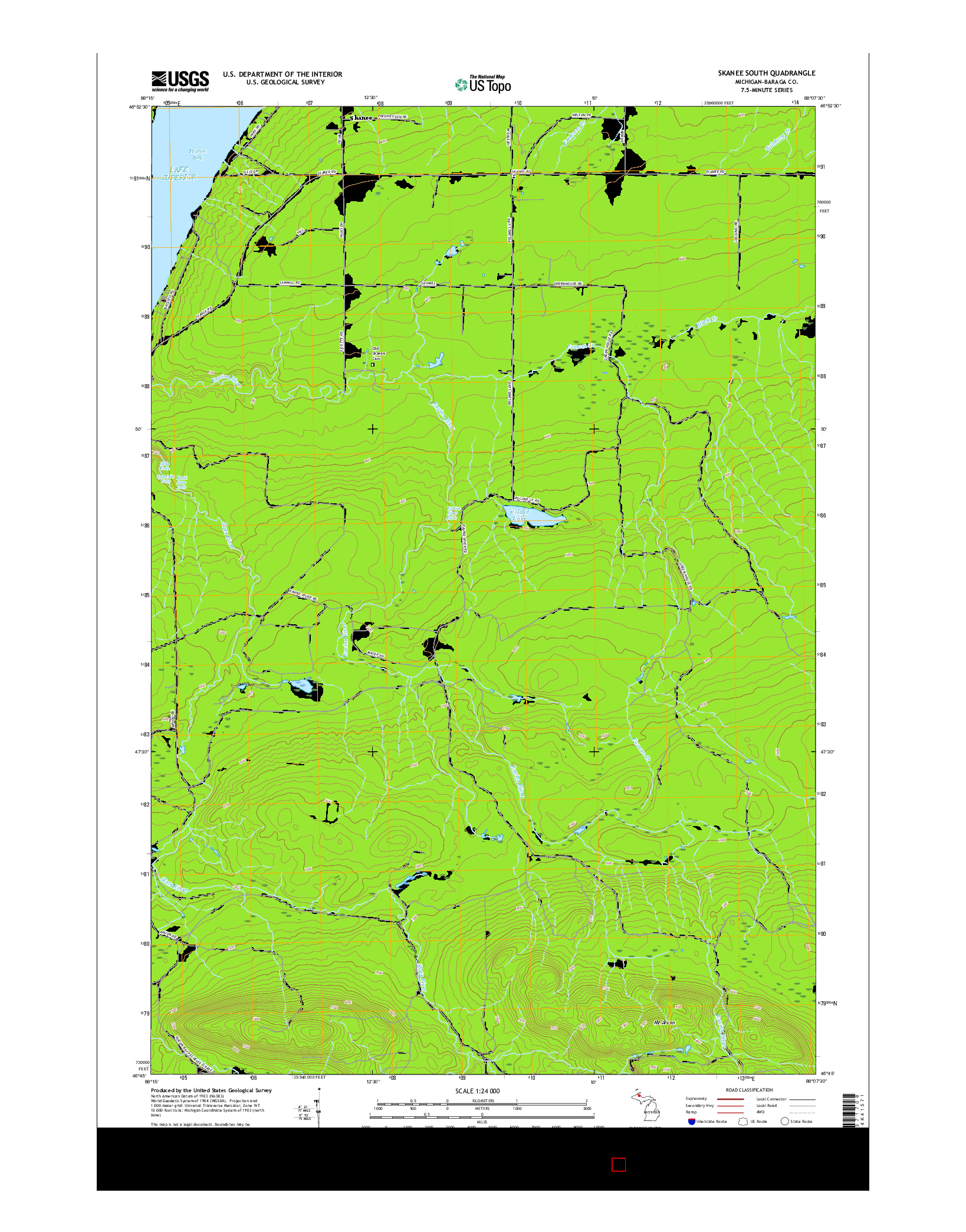 USGS US TOPO 7.5-MINUTE MAP FOR SKANEE SOUTH, MI 2017