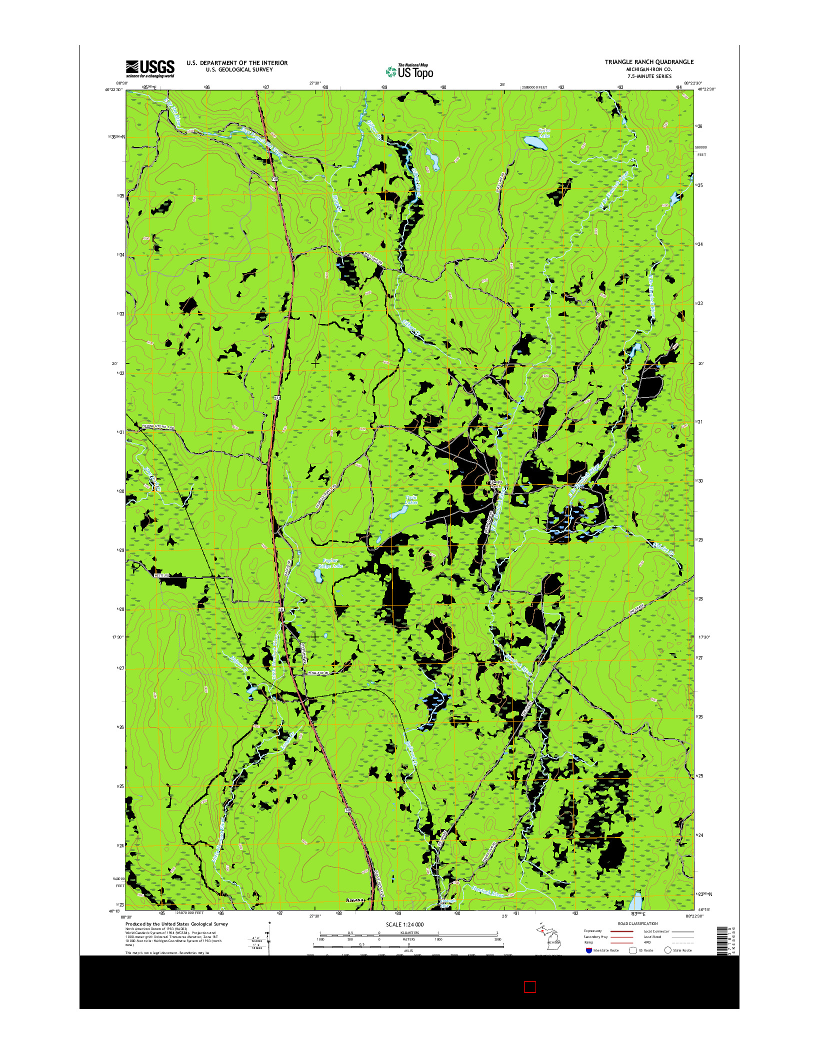 USGS US TOPO 7.5-MINUTE MAP FOR TRIANGLE RANCH, MI 2017