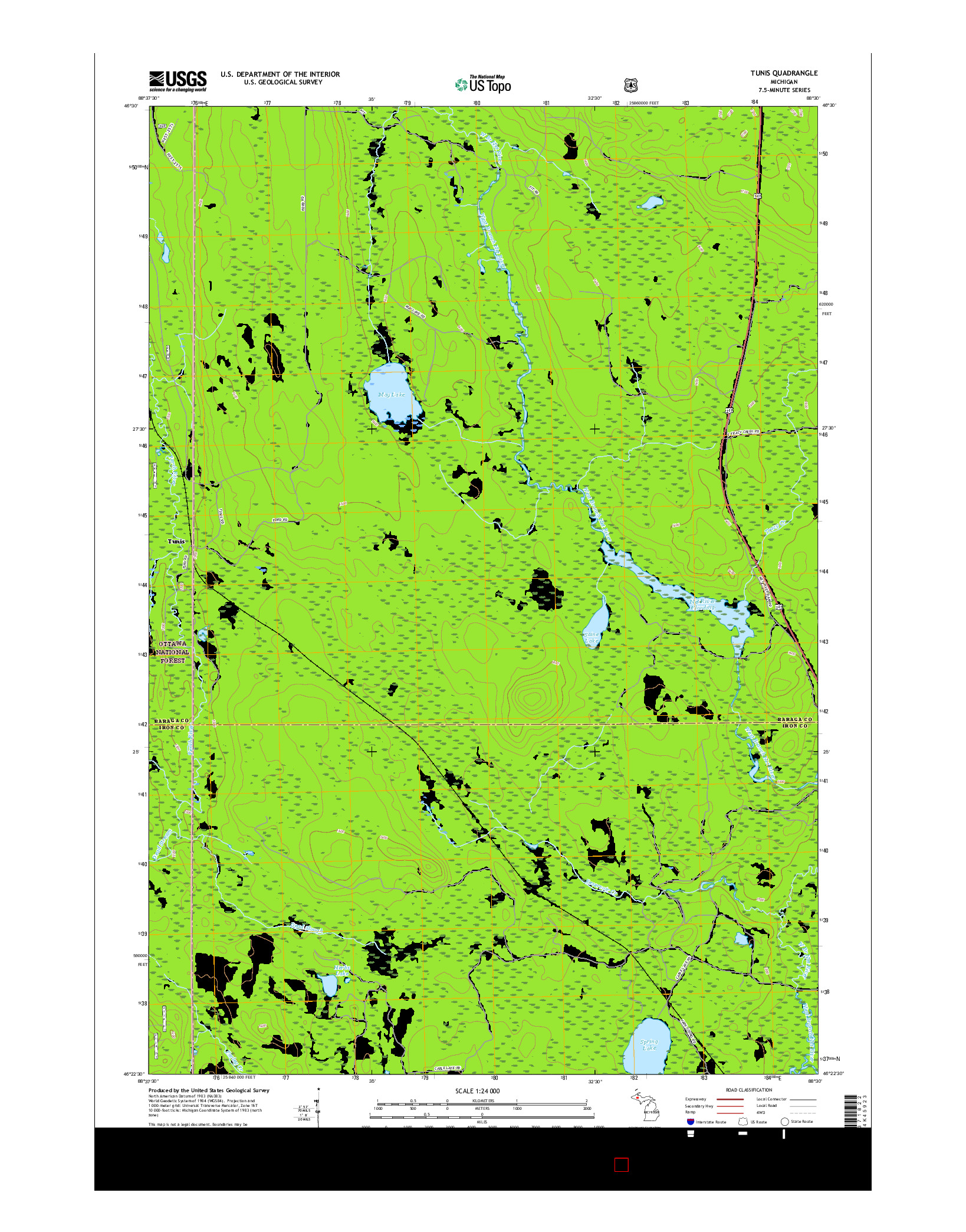 USGS US TOPO 7.5-MINUTE MAP FOR TUNIS, MI 2017