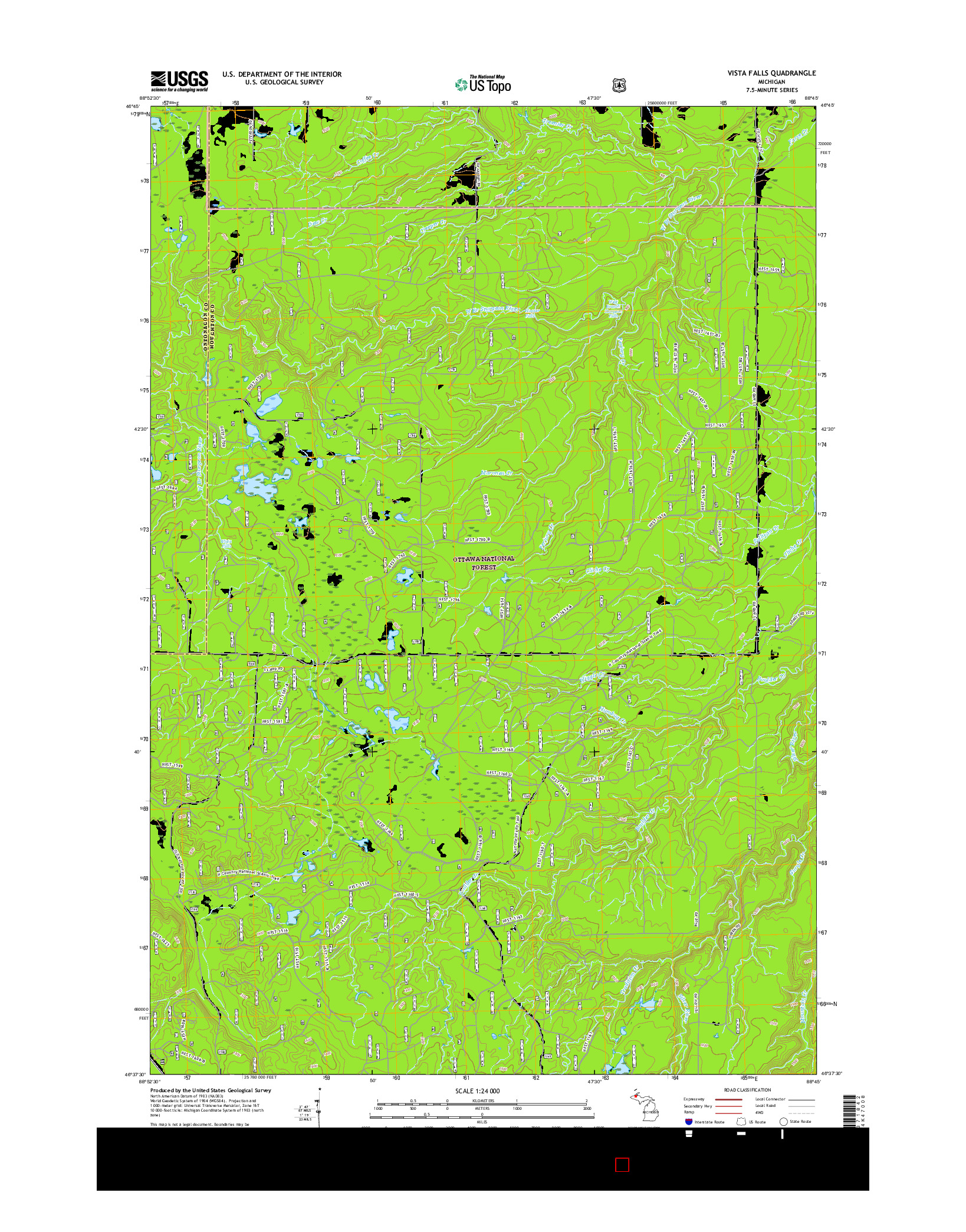 USGS US TOPO 7.5-MINUTE MAP FOR VISTA FALLS, MI 2017