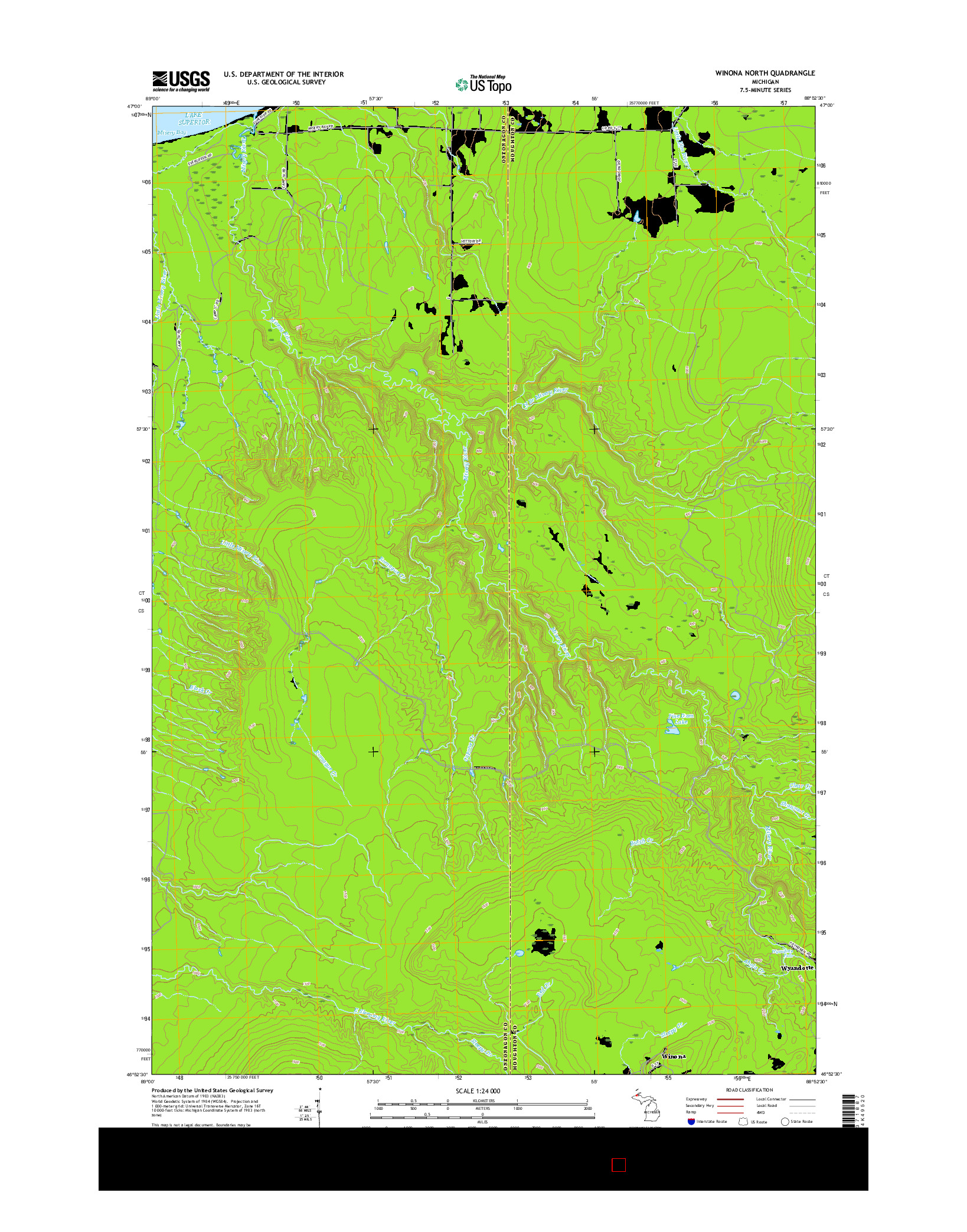 USGS US TOPO 7.5-MINUTE MAP FOR WINONA NORTH, MI 2017