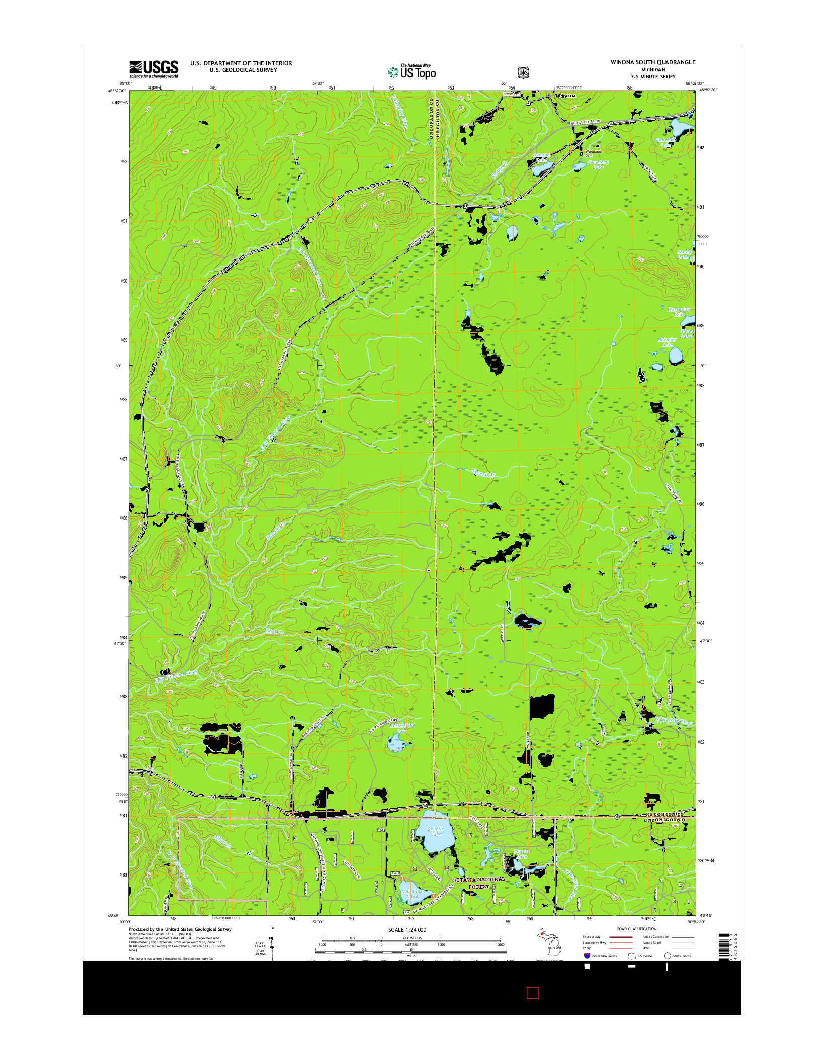 USGS US TOPO 7.5-MINUTE MAP FOR WINONA SOUTH, MI 2017