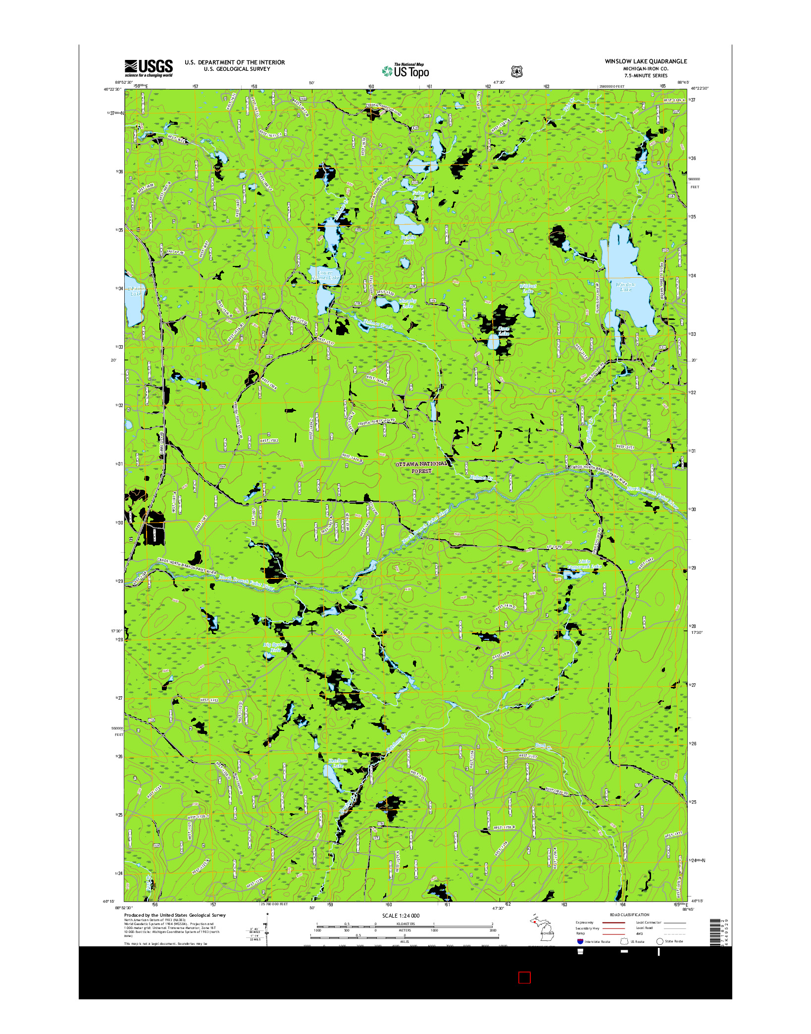 USGS US TOPO 7.5-MINUTE MAP FOR WINSLOW LAKE, MI 2017