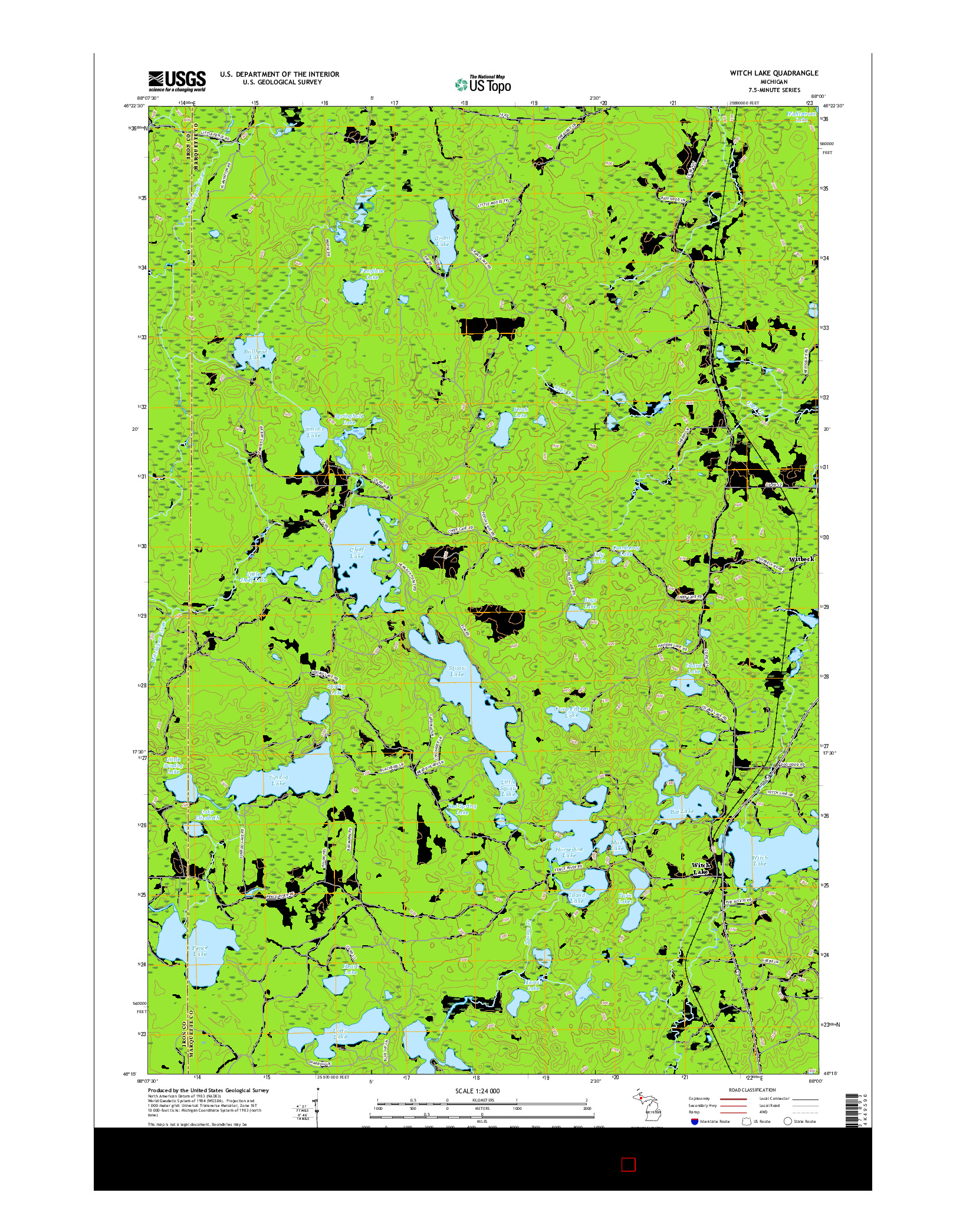 USGS US TOPO 7.5-MINUTE MAP FOR WITCH LAKE, MI 2017