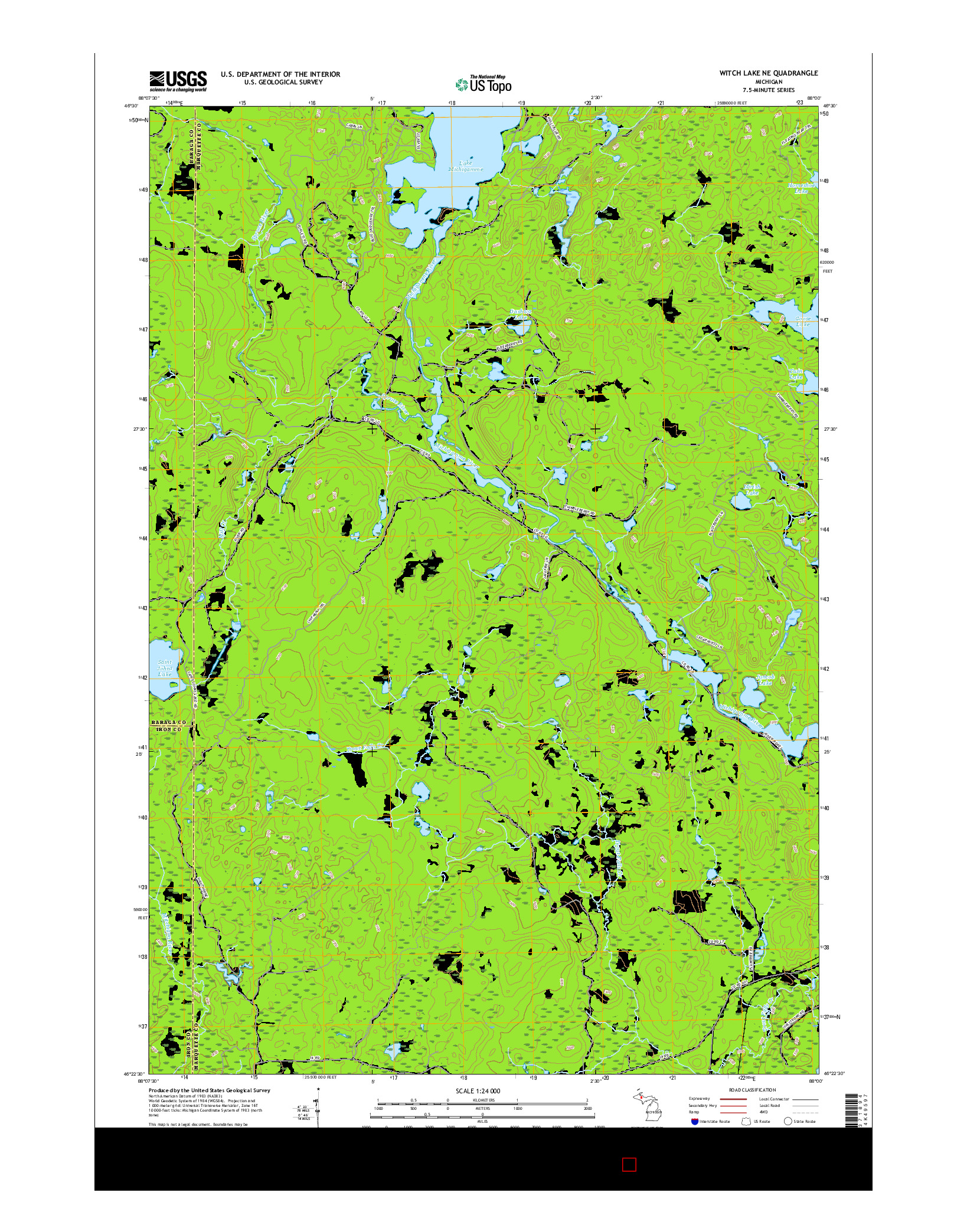 USGS US TOPO 7.5-MINUTE MAP FOR WITCH LAKE NE, MI 2017