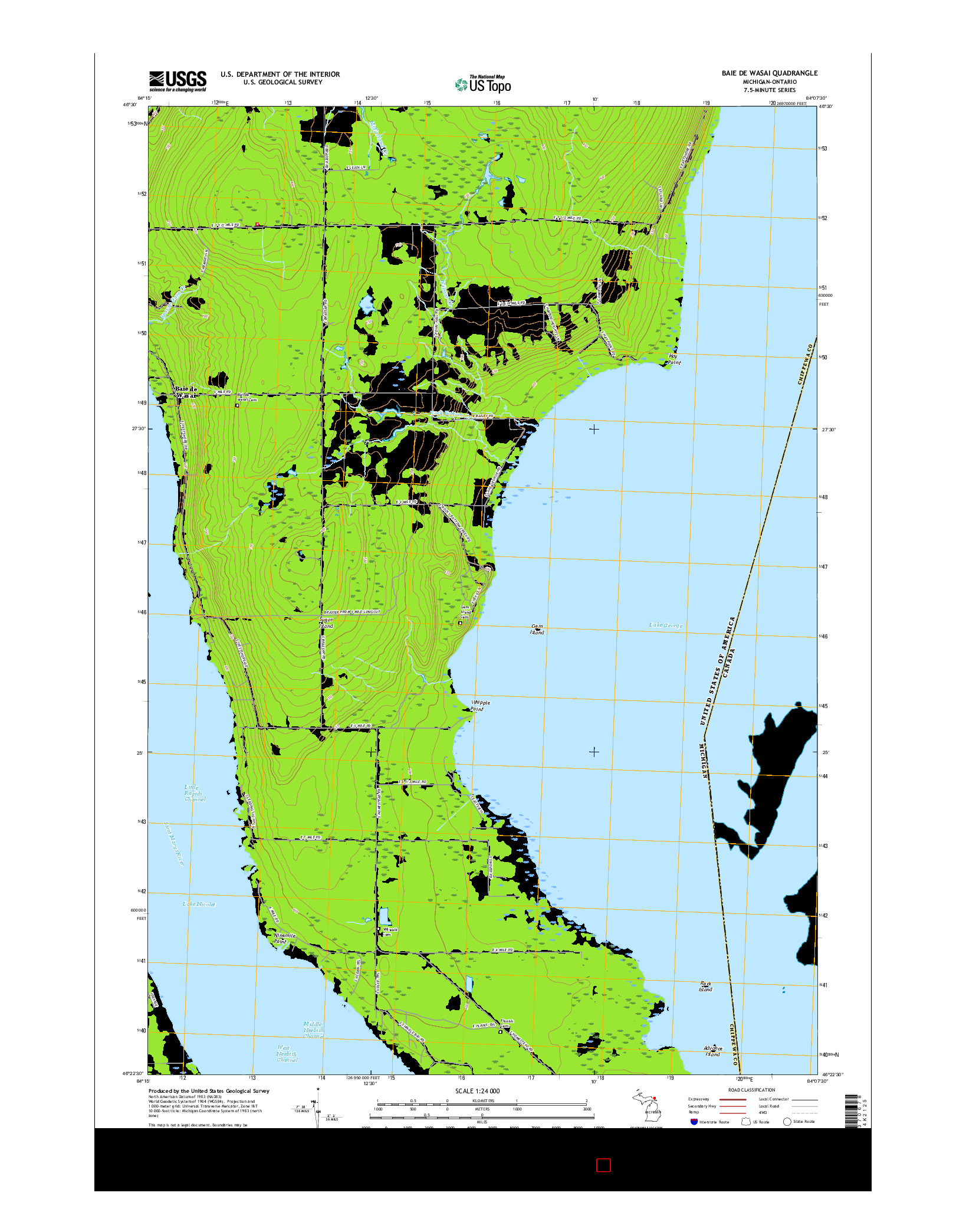 USGS US TOPO 7.5-MINUTE MAP FOR BAIE DE WASAI, MI-ON 2017