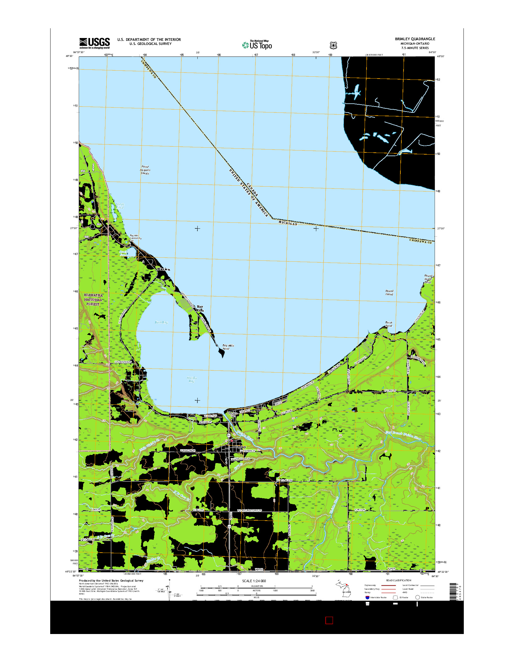 USGS US TOPO 7.5-MINUTE MAP FOR BRIMLEY, MI-ON 2017