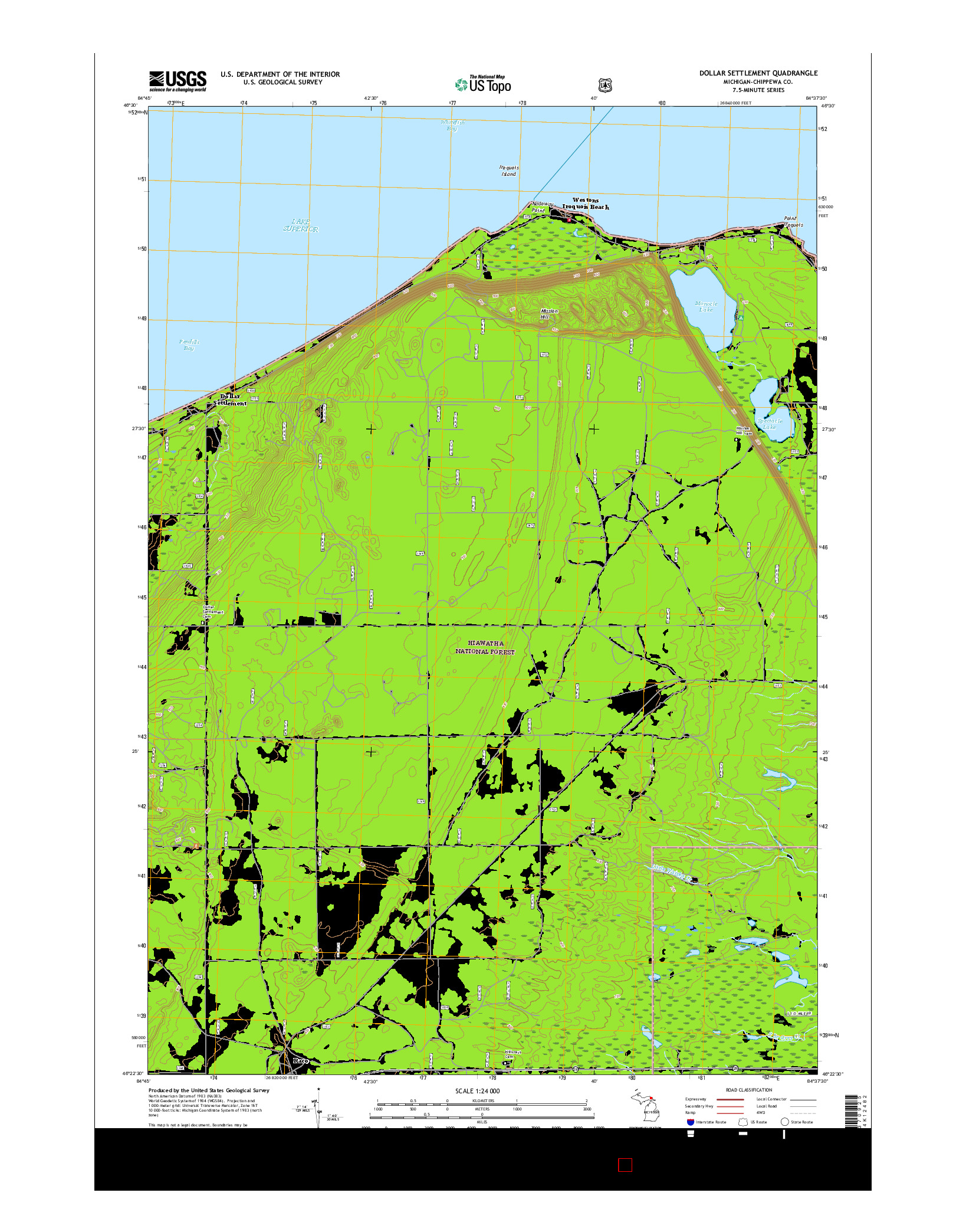 USGS US TOPO 7.5-MINUTE MAP FOR DOLLAR SETTLEMENT, MI 2017