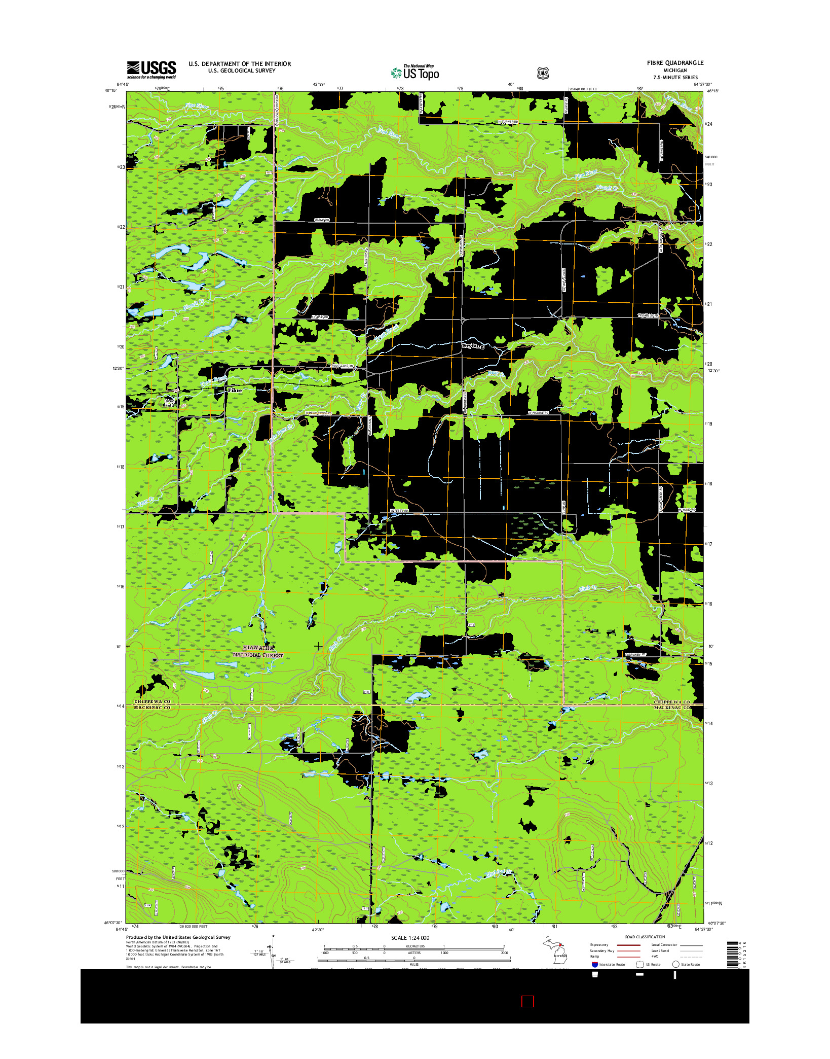 USGS US TOPO 7.5-MINUTE MAP FOR FIBRE, MI 2017