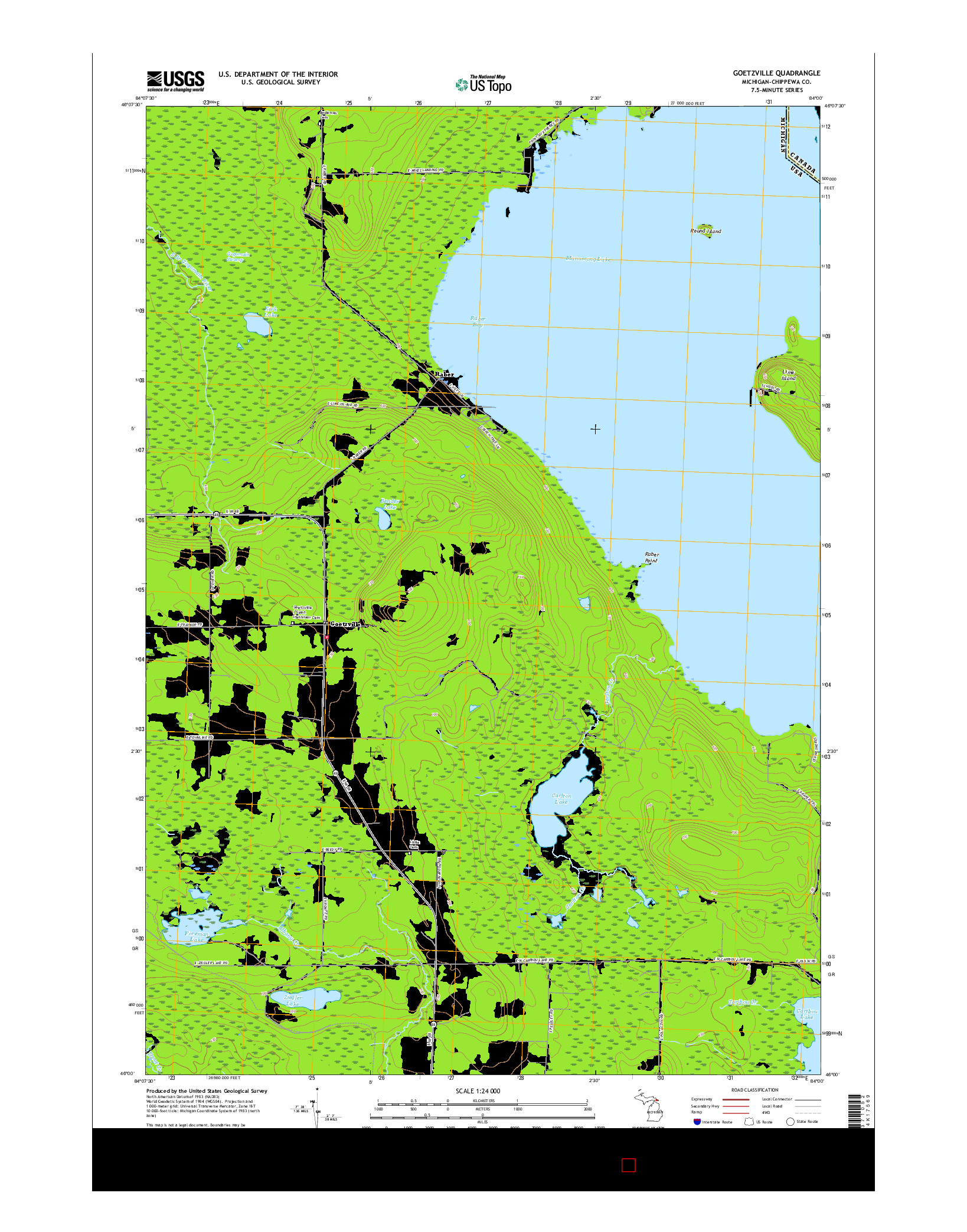 USGS US TOPO 7.5-MINUTE MAP FOR GOETZVILLE, MI 2017